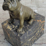 15 LBS English Bulldog Dog Animal Bronze Sculpture Marble Base Statue Figurine