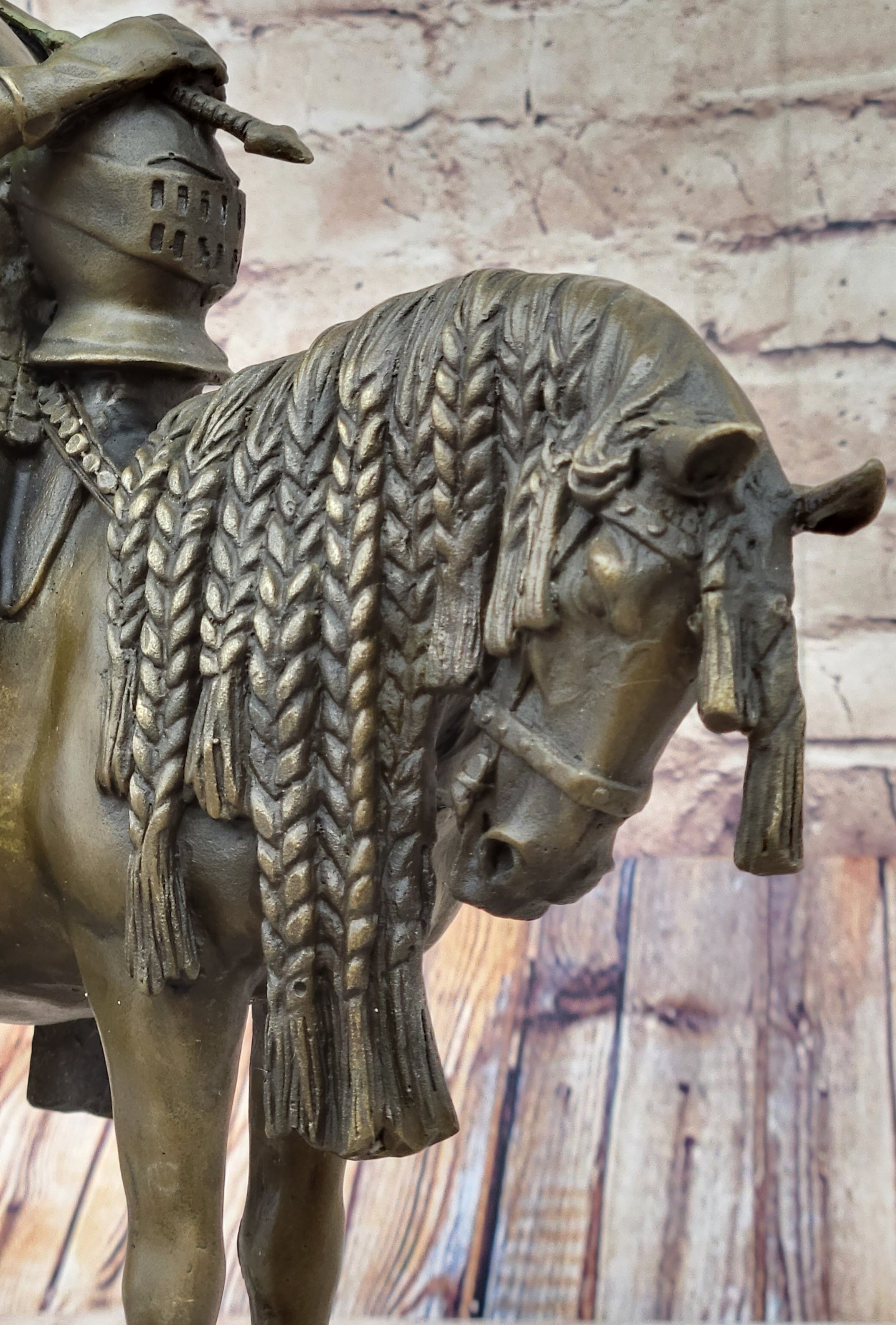 King Arthur Knight in Armor on Horseback Bronze Statue Sculpture Figure 15" x 12"