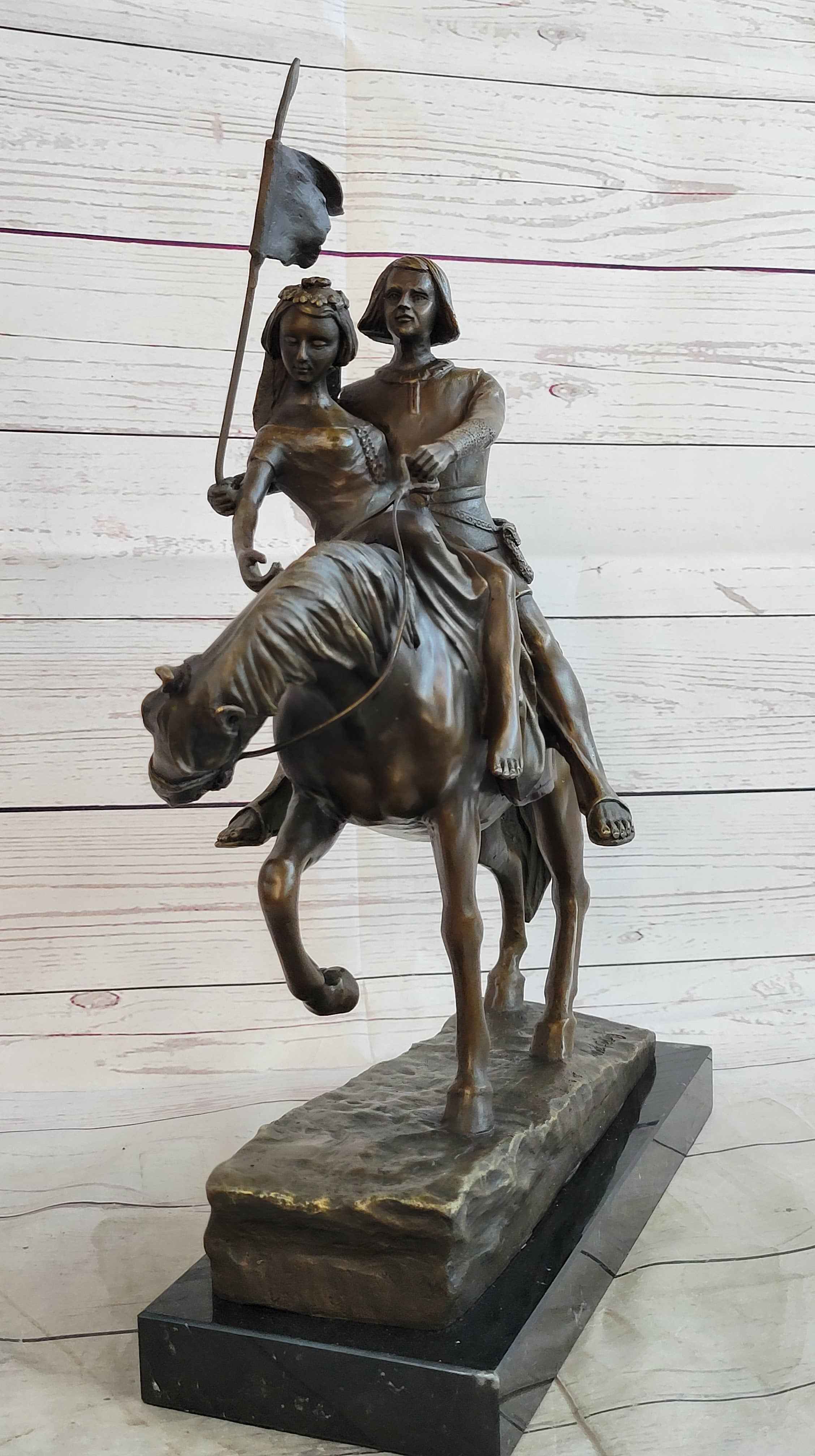 Bronze Figure Sculpture of a Couple on Horseback by Julius Schmidt-Felling