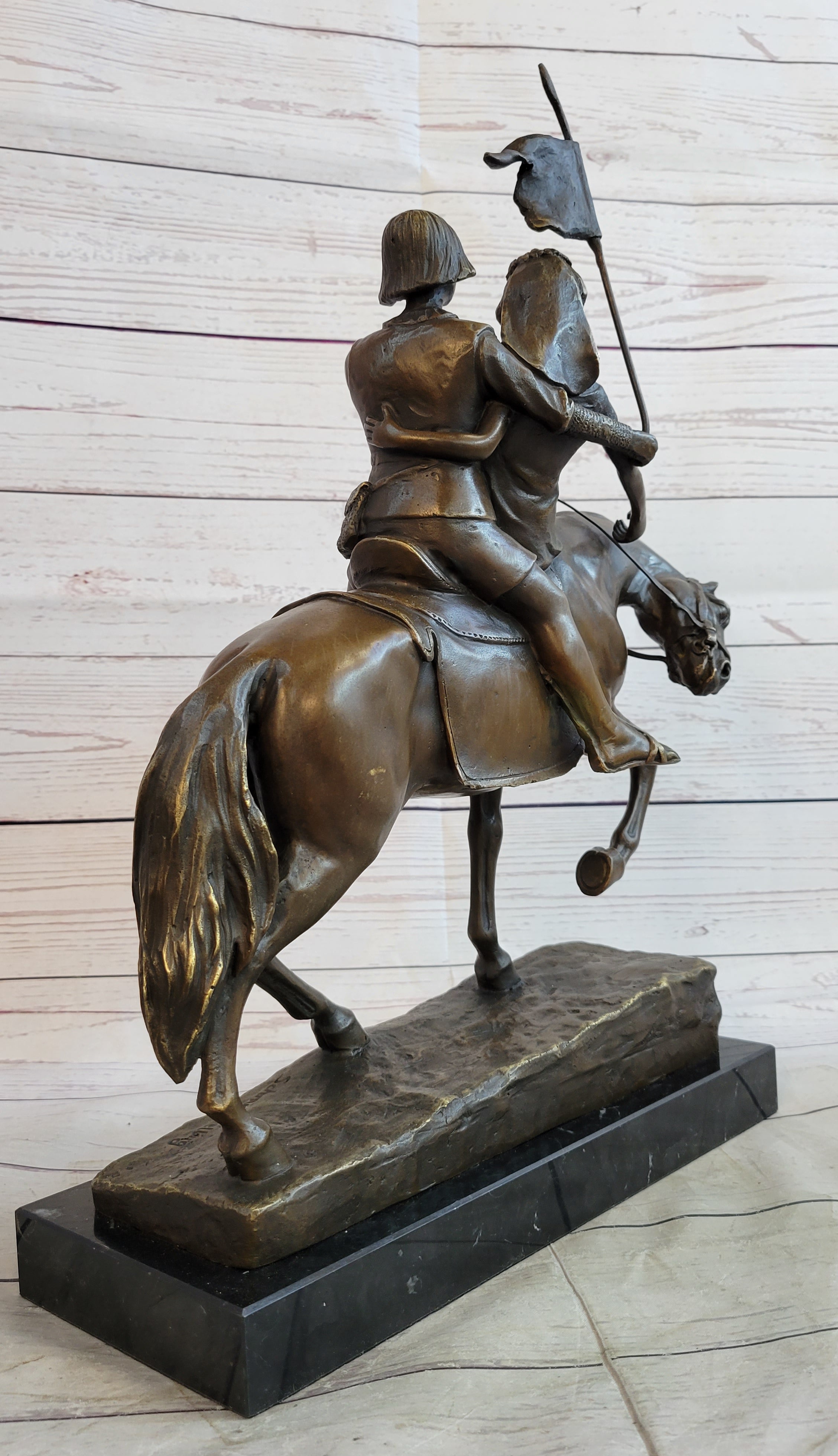Bronze Figure Sculpture of a Couple on Horseback by Julius Schmidt-Felling