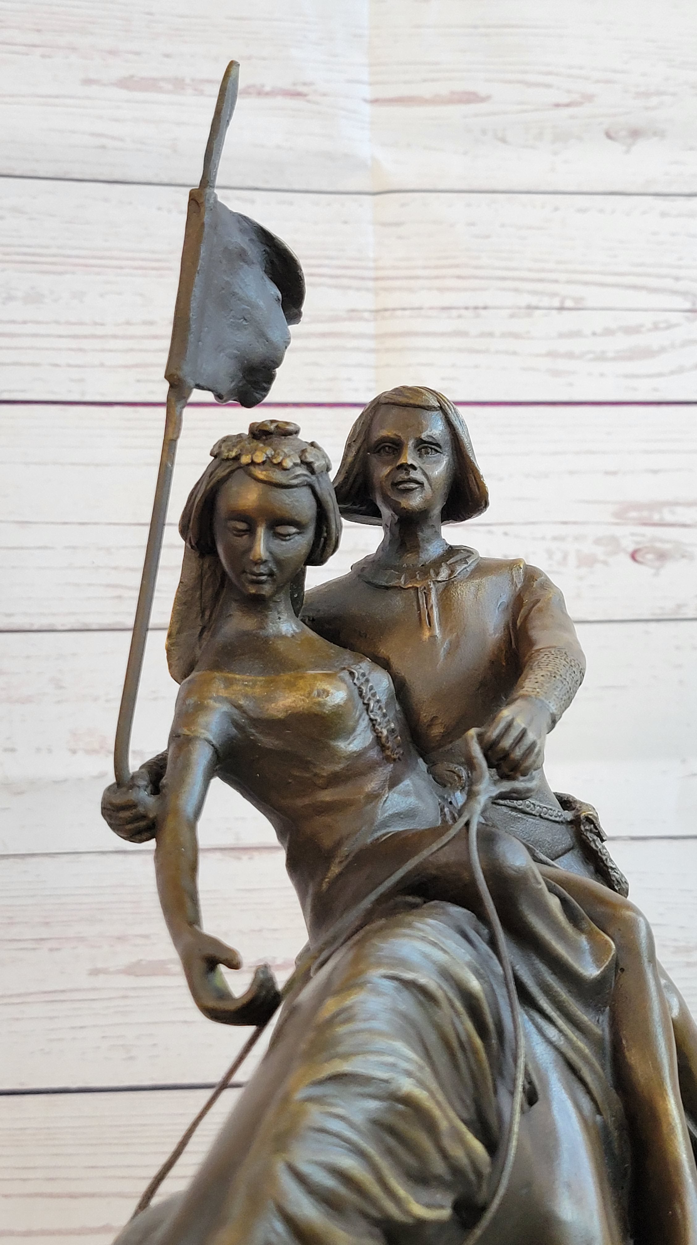Bronze Figure Sculpture of a Couple on Horseback by Julius Schmidt-Felling