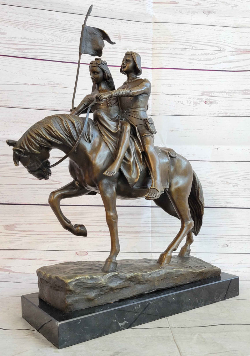 Bronze Figure Sculpture of a Couple on Horseback by Julius Schmidt-Felling