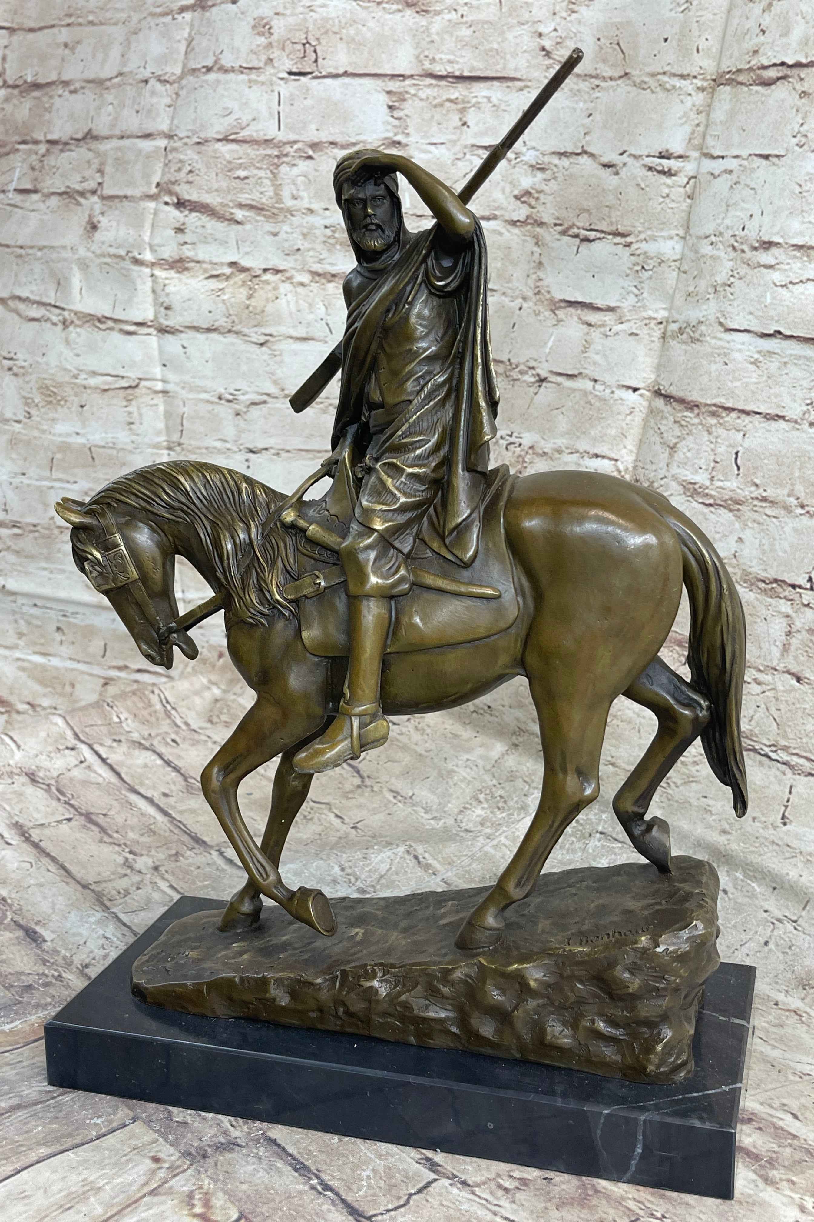 Signed Bonheur Arab Man On a Horse Bronze Sculpture Museum Quality Artwork Sale