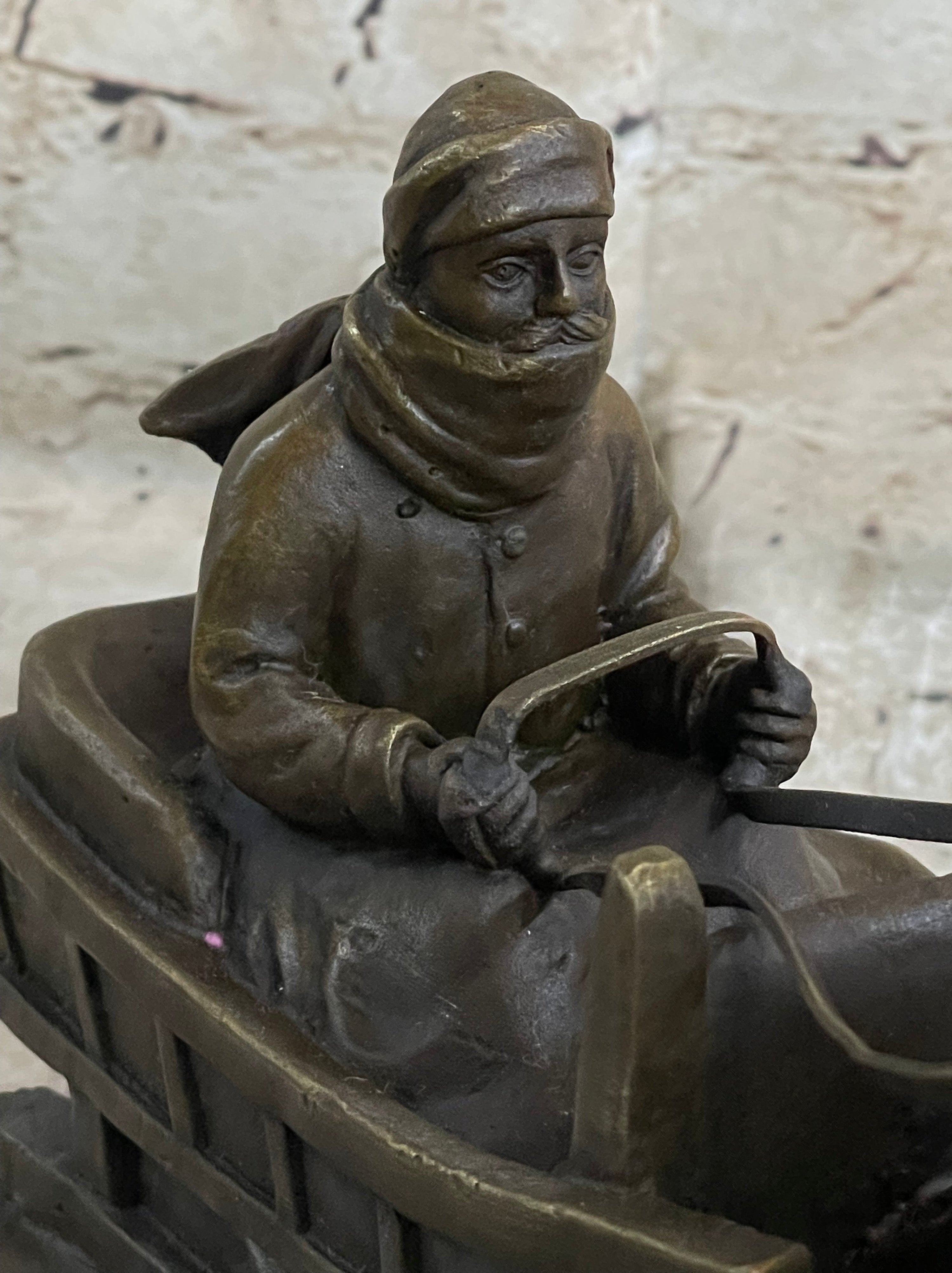 Large Russian Bronze - Man in Sleigh pulled by Horse - Signed Friedrich Gornik
