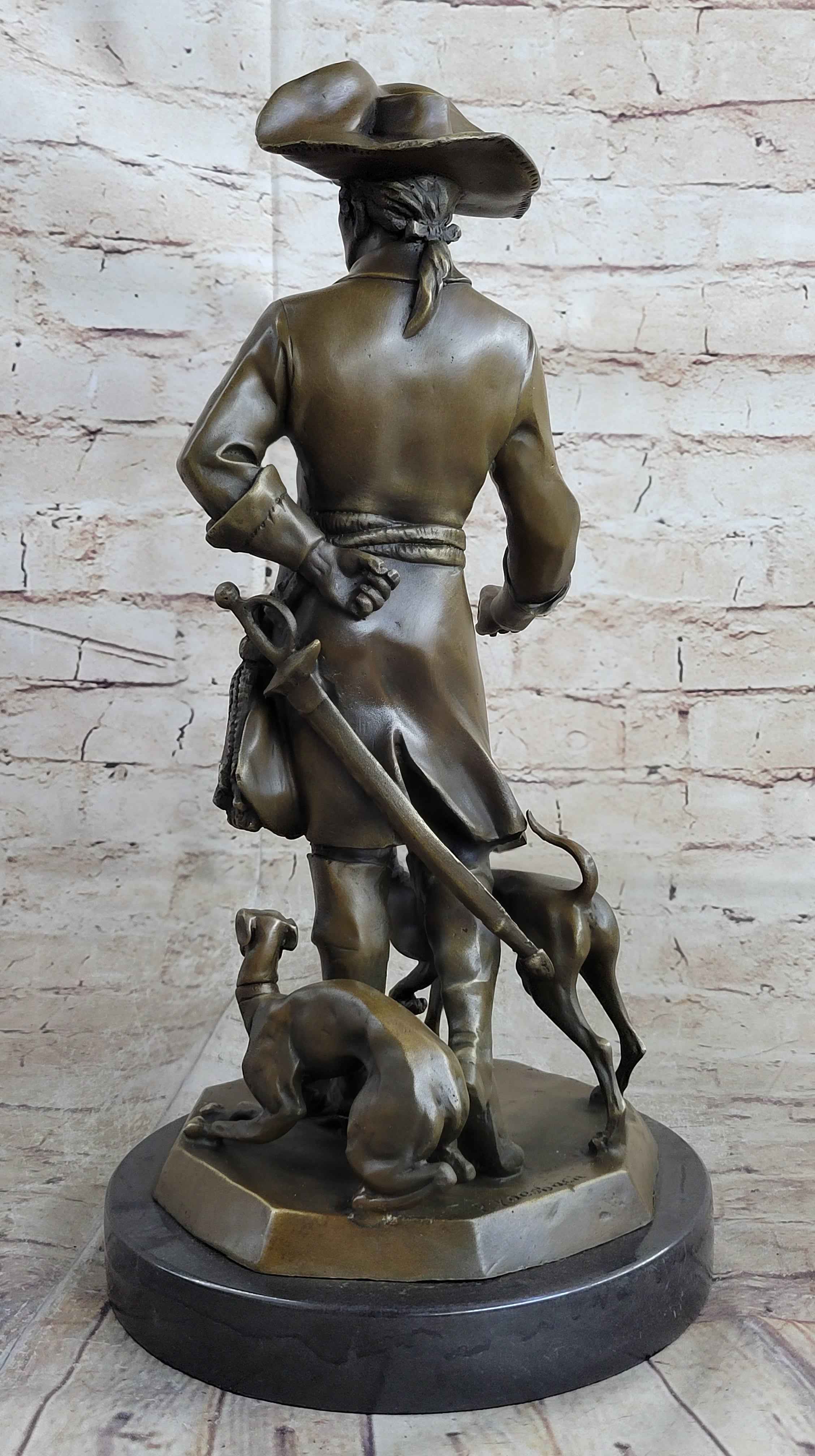 Frederick the Great Warrior King with two Dogs Bronze Sculpture Marble Statue