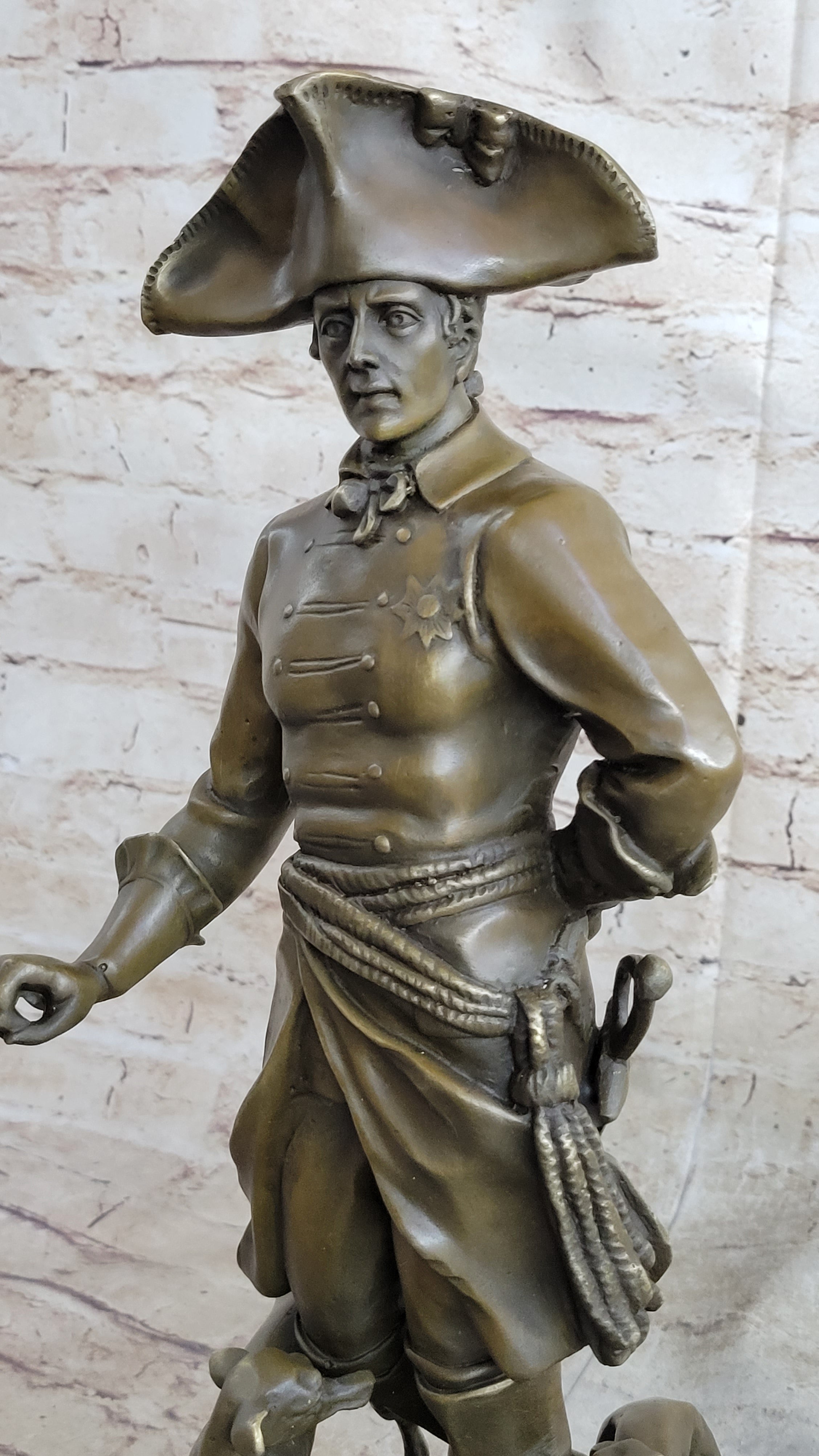 Frederick the Great Warrior King with two Dogs Bronze Sculpture Marble Statue