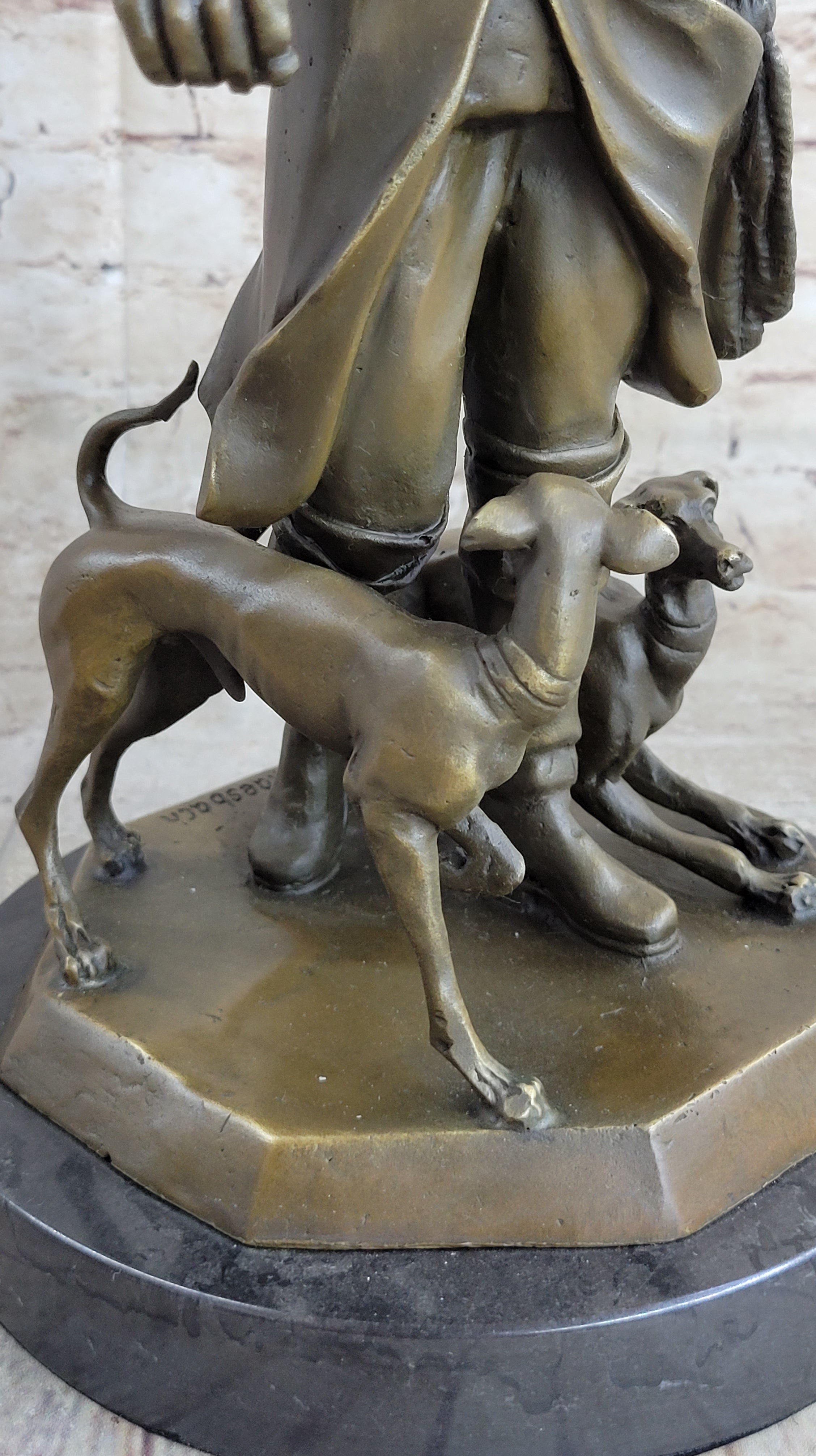 Frederick the Great Warrior King with two Dogs Bronze Sculpture Marble Statue