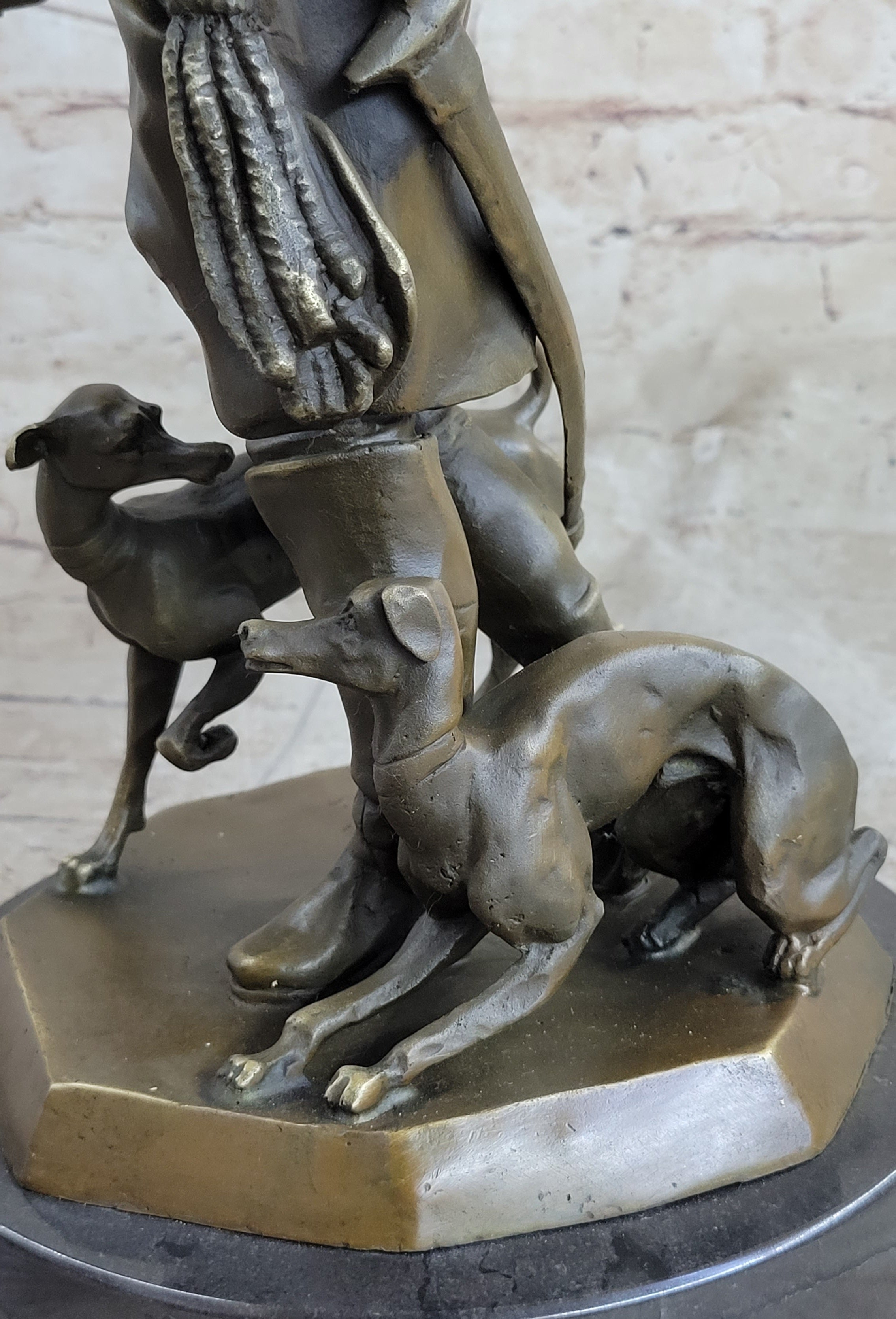 Frederick the Great Warrior King with two Dogs Bronze Sculpture Marble Statue