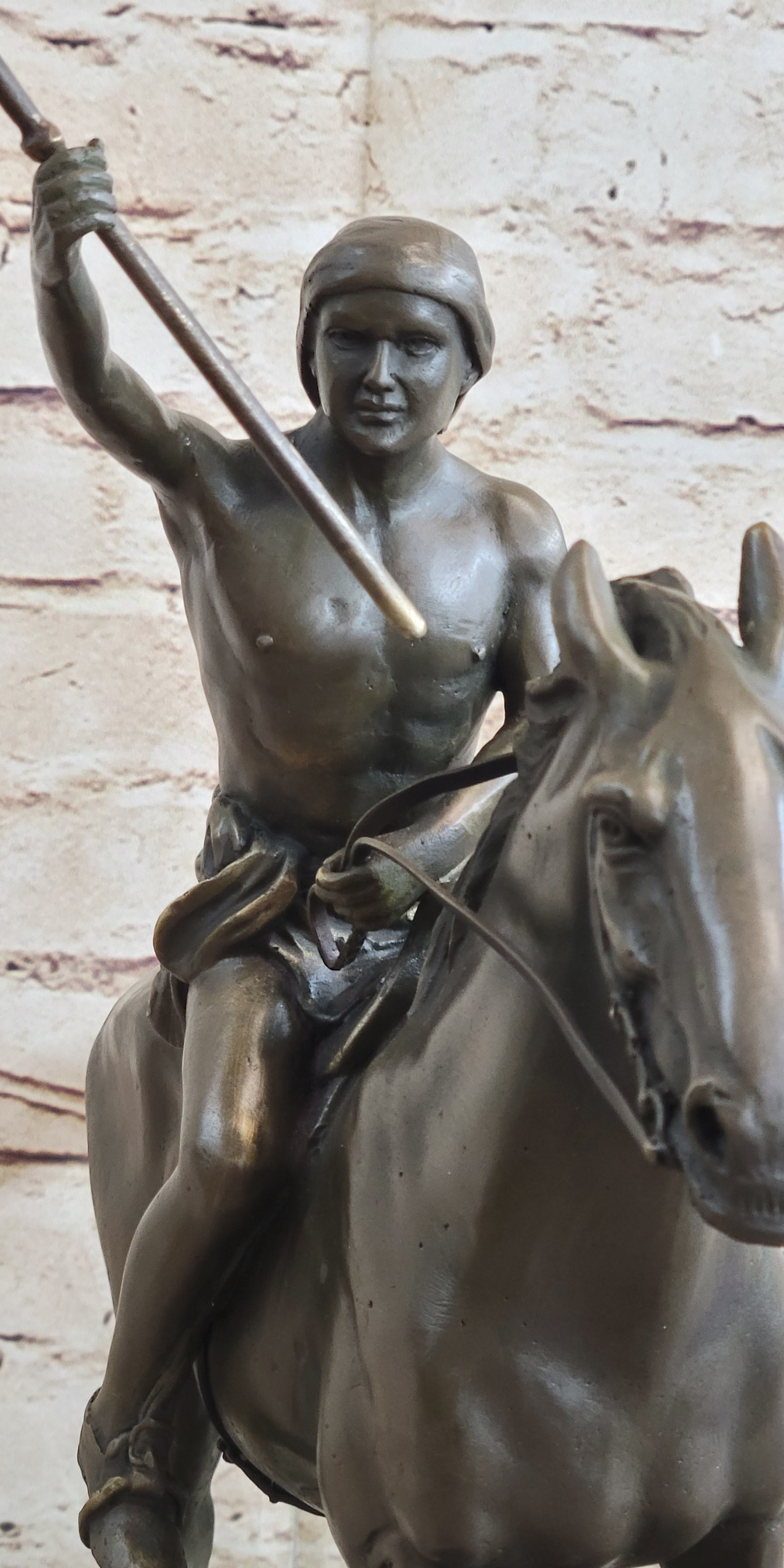Native American Indian Man W/ Horse Bronze Sculpture Statue Figure Art Figurine