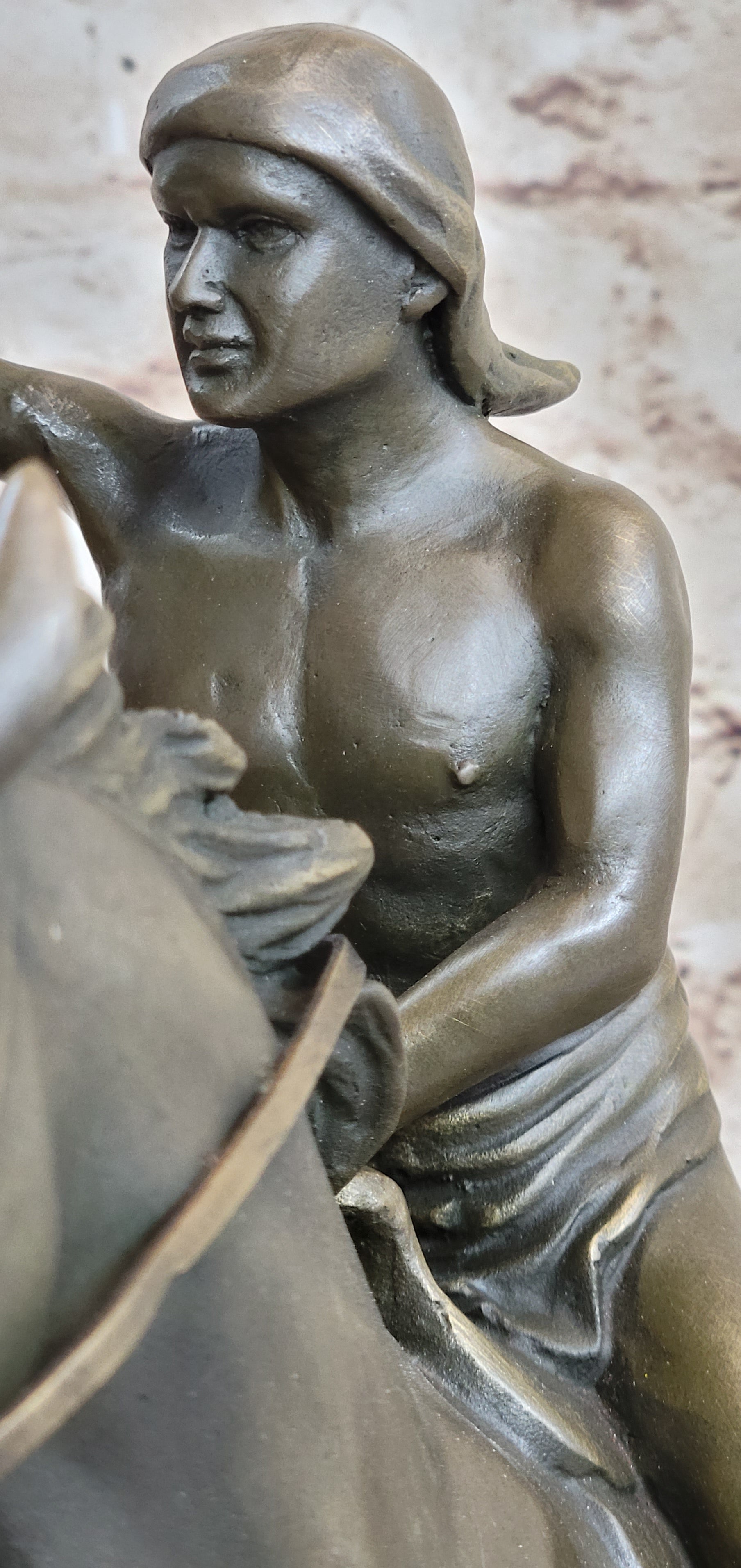 Native American Indian Man W/ Horse Bronze Sculpture Statue Figure Art Figurine