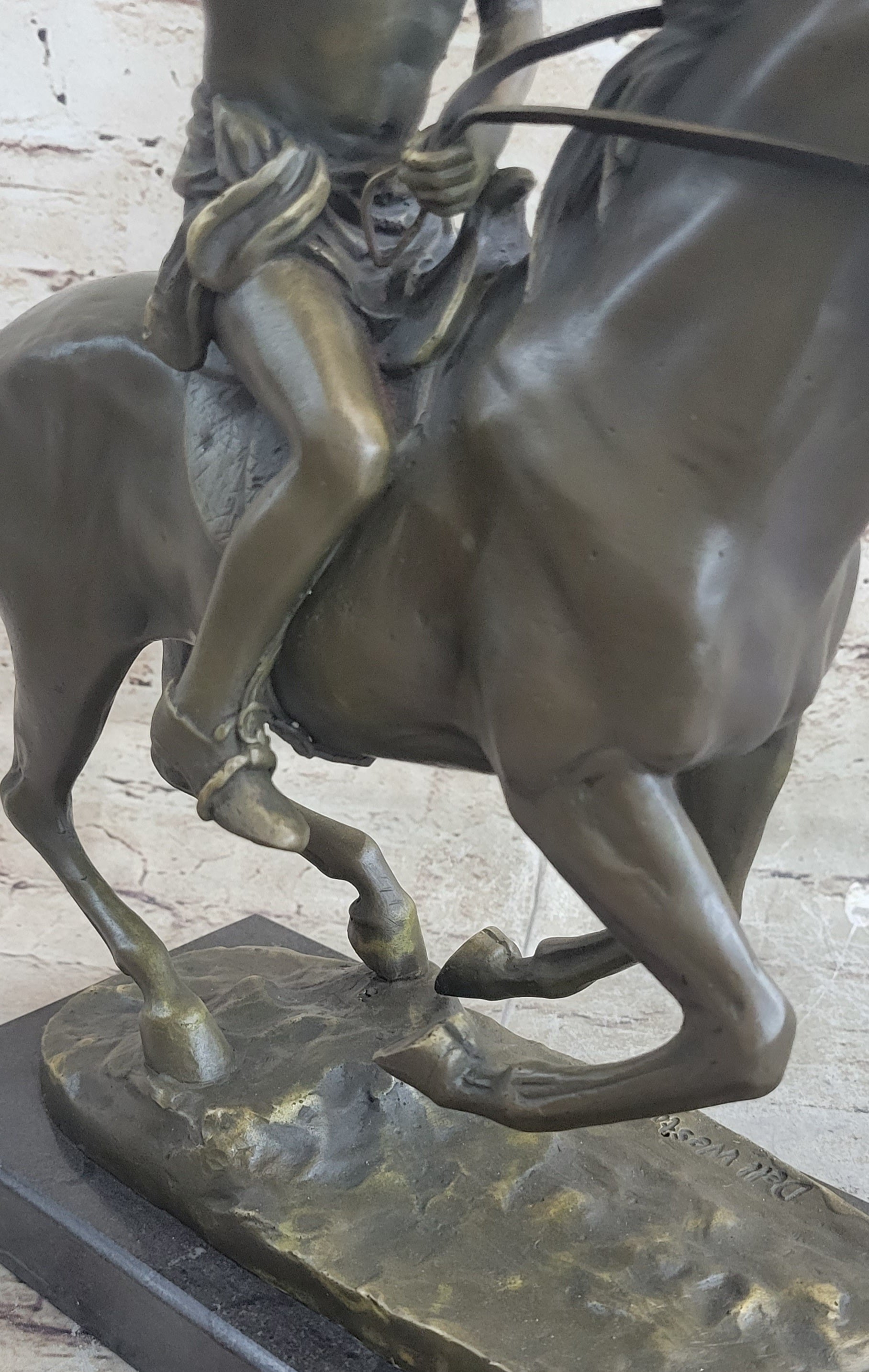 Native American Indian Man W/ Horse Bronze Sculpture Statue Figure Art Figurine