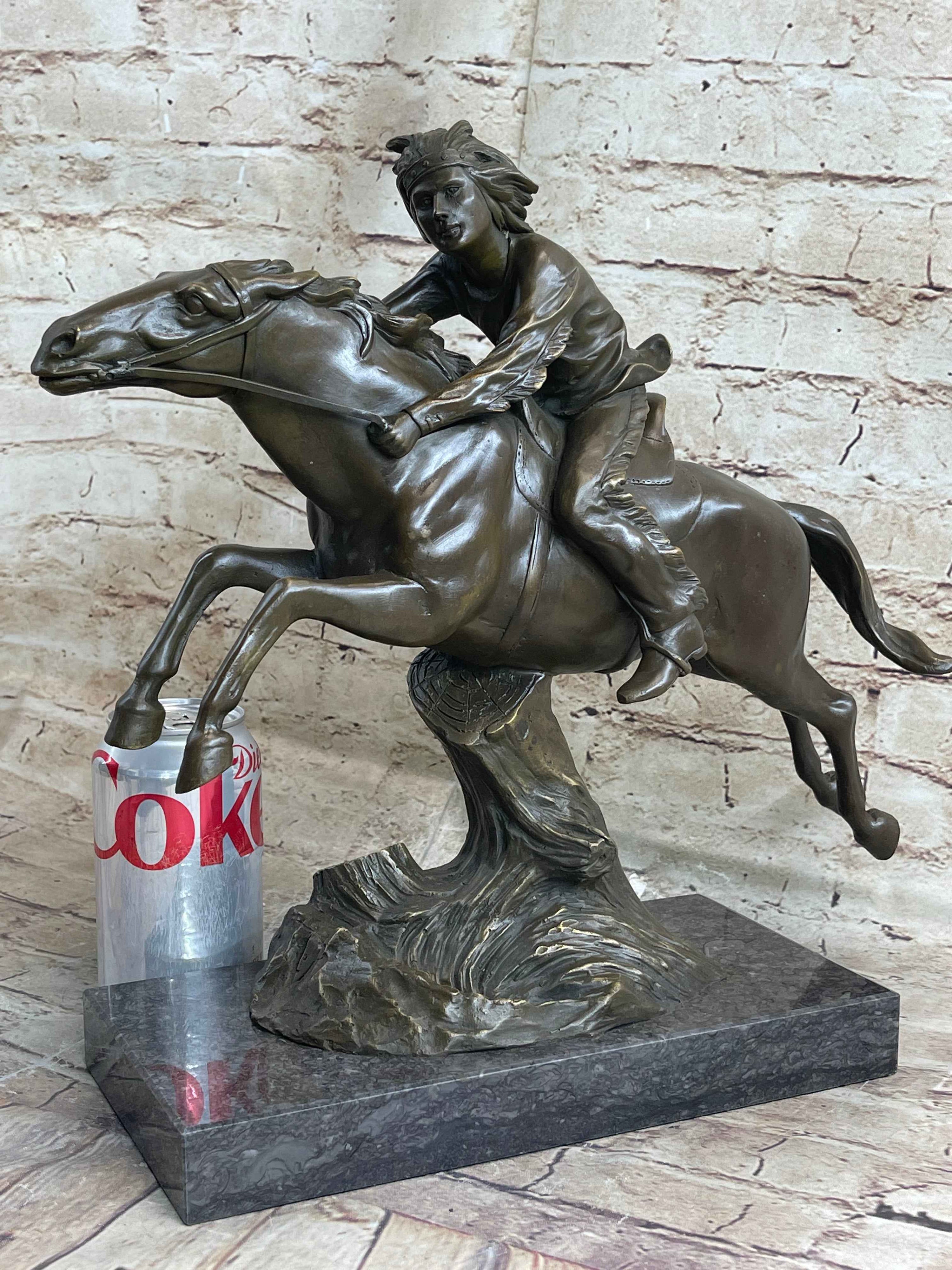 Bronze Sculpture by Antoine Bofill - Le dernier d’une race - Native American on Horse