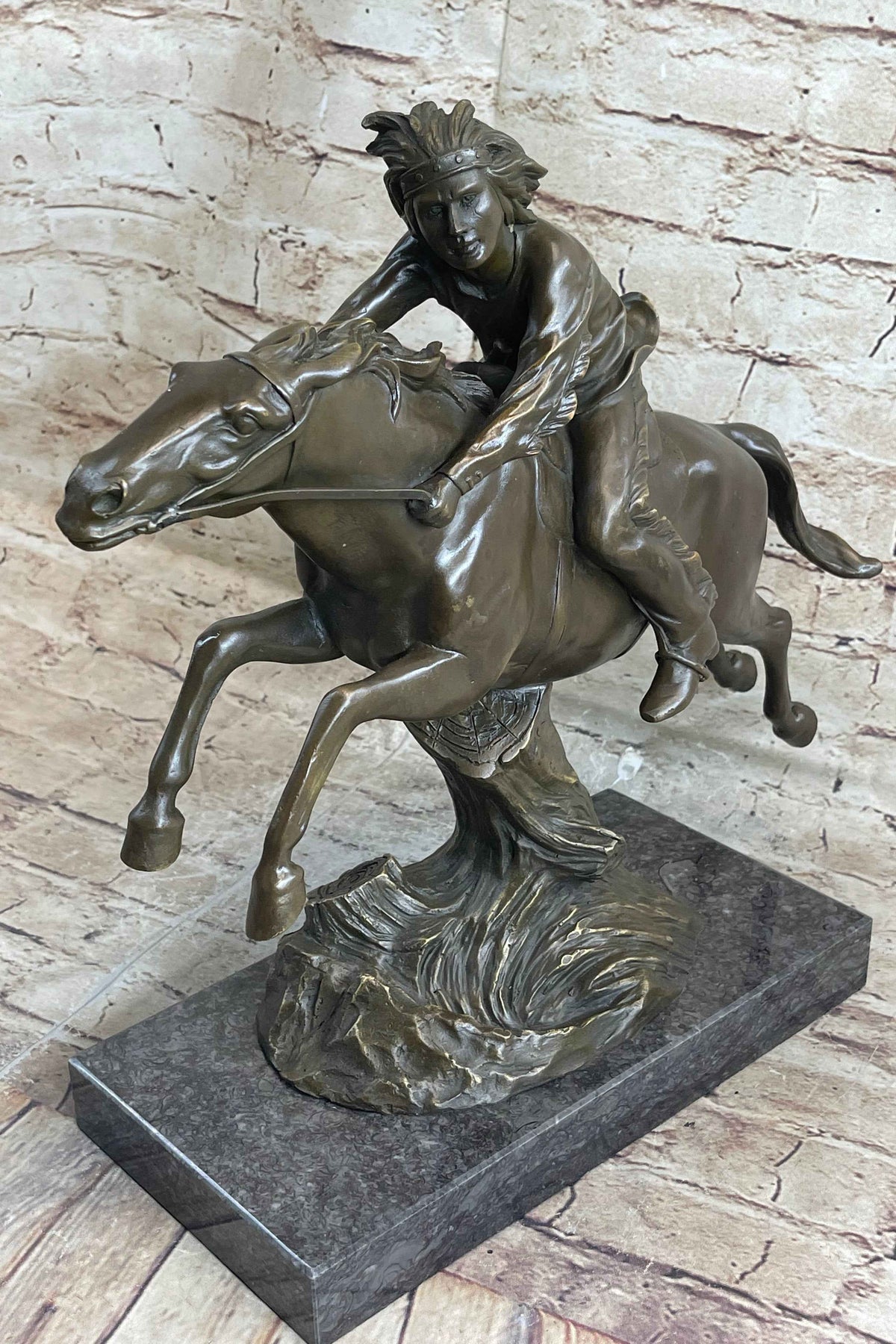 Bronze Sculpture by Antoine Bofill - Le dernier d’une race - Native American on Horse