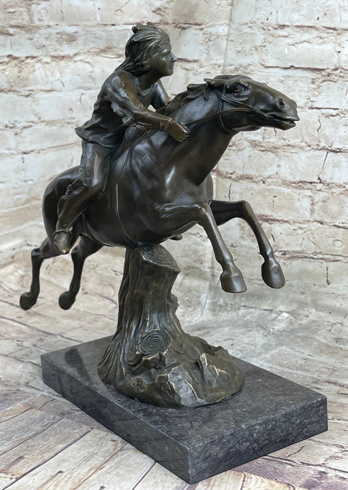 Bronze Sculpture by Antoine Bofill - Le dernier d’une race - Native American on Horse