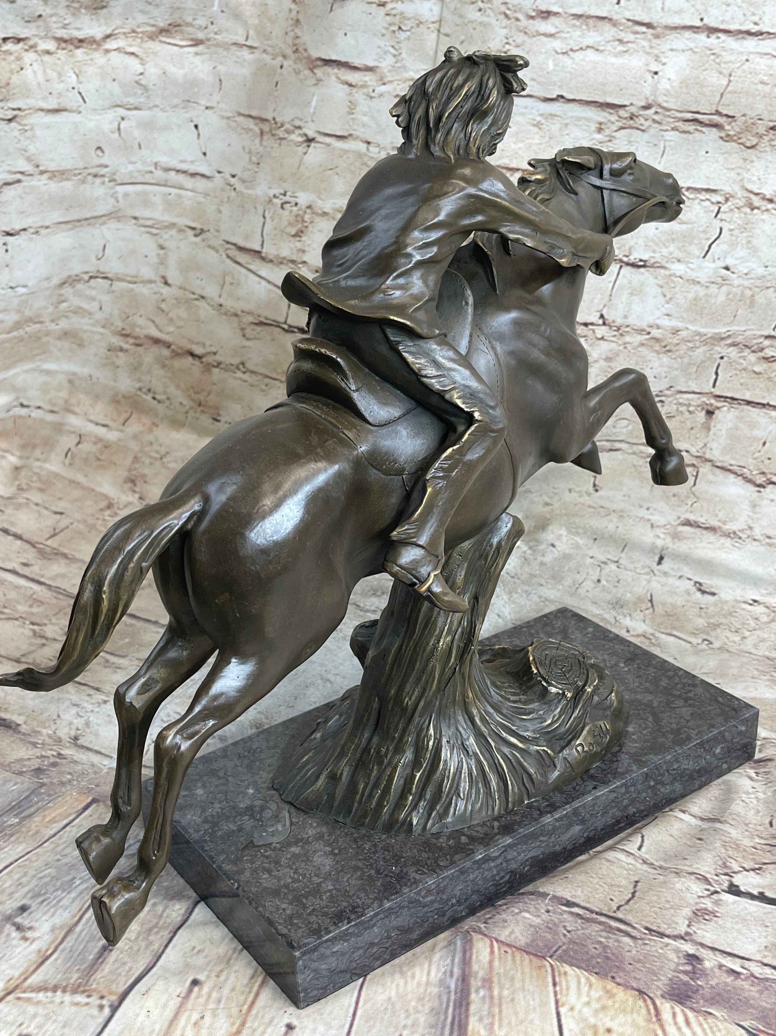 Bronze Sculpture by Antoine Bofill - Le dernier d’une race - Native American on Horse