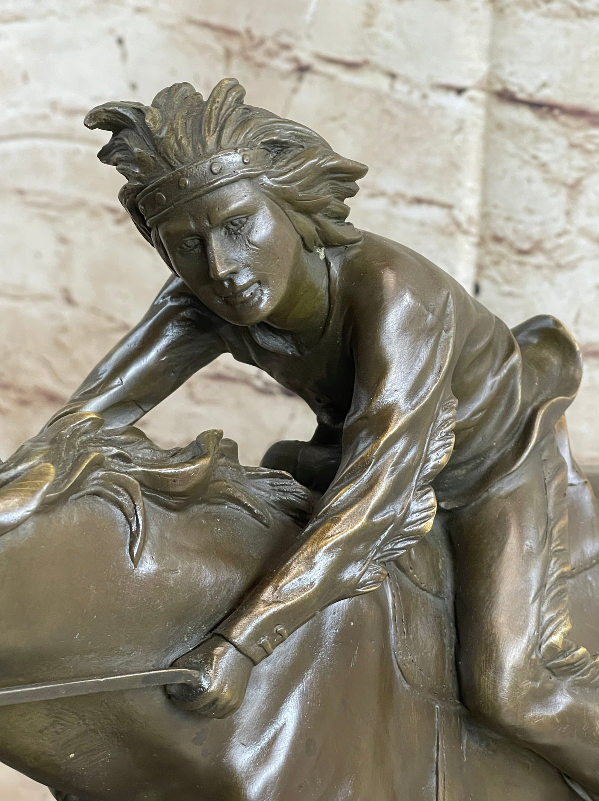 Bronze Sculpture by Antoine Bofill - Le dernier d’une race - Native American on Horse