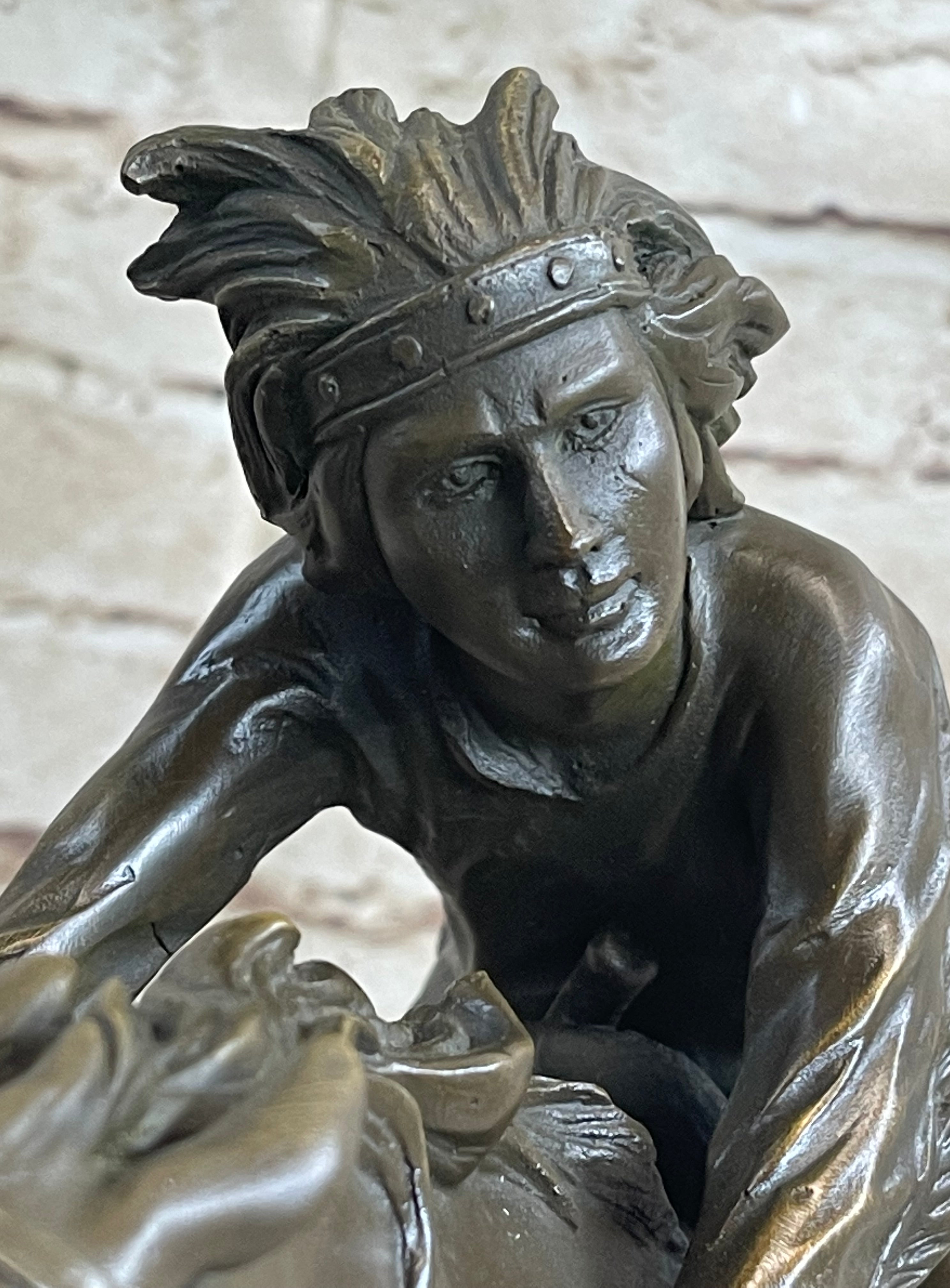Bronze Sculpture by Antoine Bofill - Le dernier d’une race - Native American on Horse