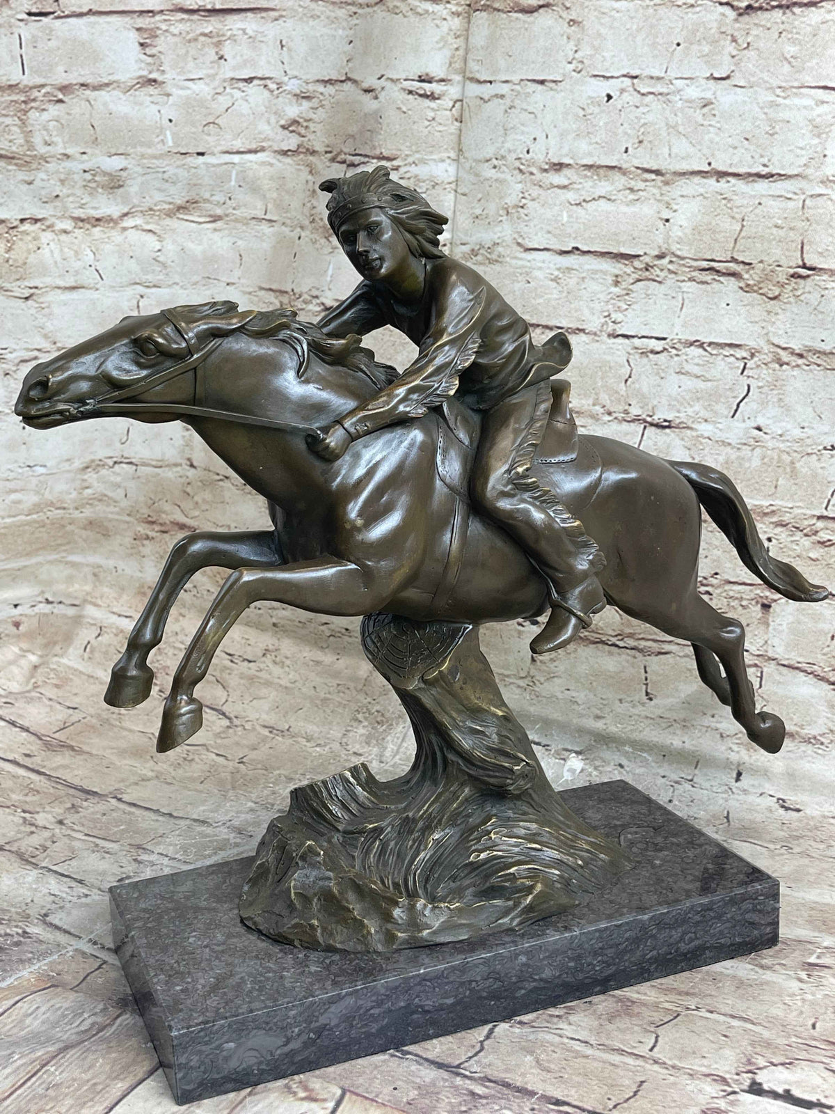 Bronze Sculpture by Antoine Bofill - Le dernier d’une race - Native American on Horse
