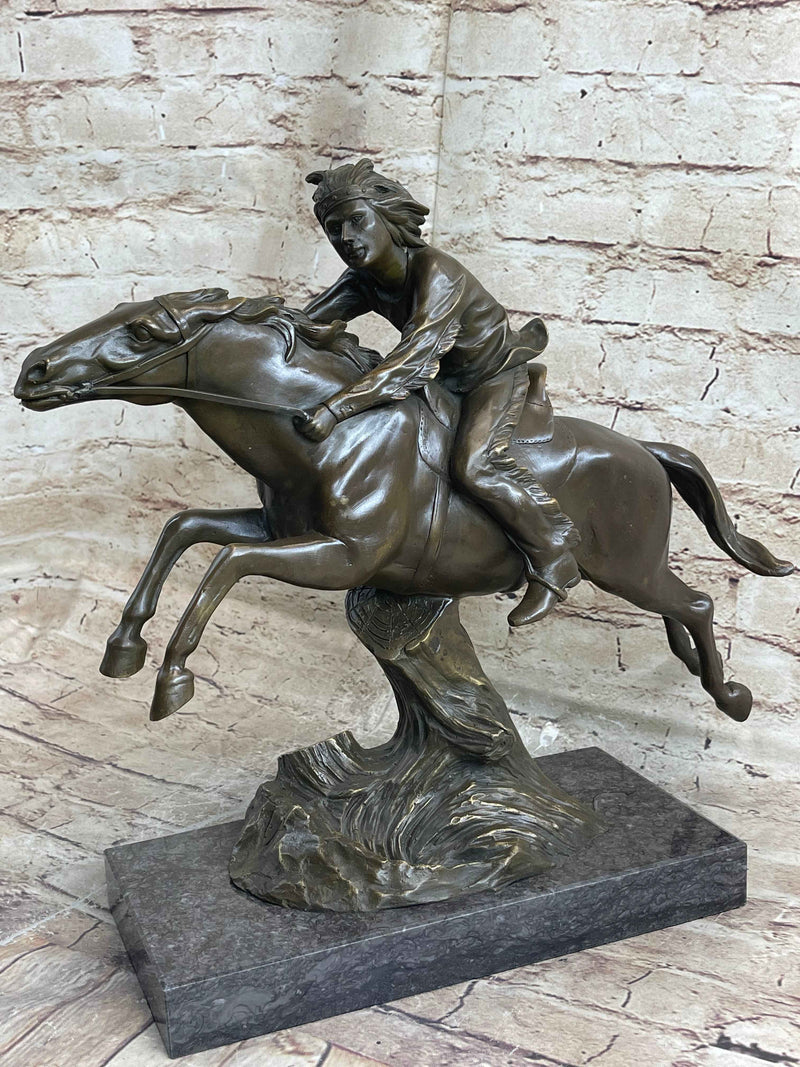 Bronze Sculpture by Antoine Bofill - Le dernier d’une race - Native American on Horse