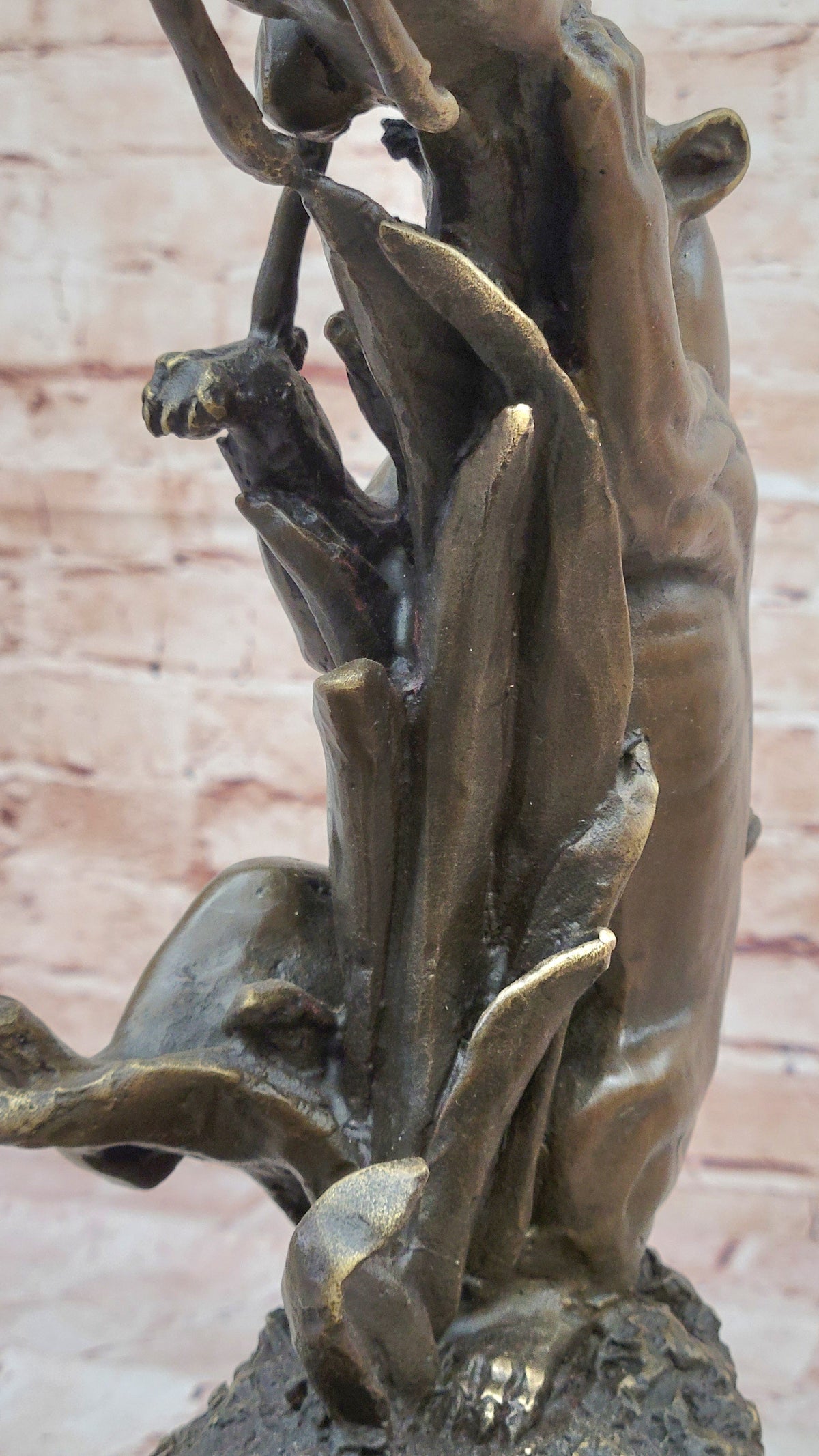 Bronze Statue Sculpture of Lion Hunting Gazelle Impala Handmade Art Decor Safari