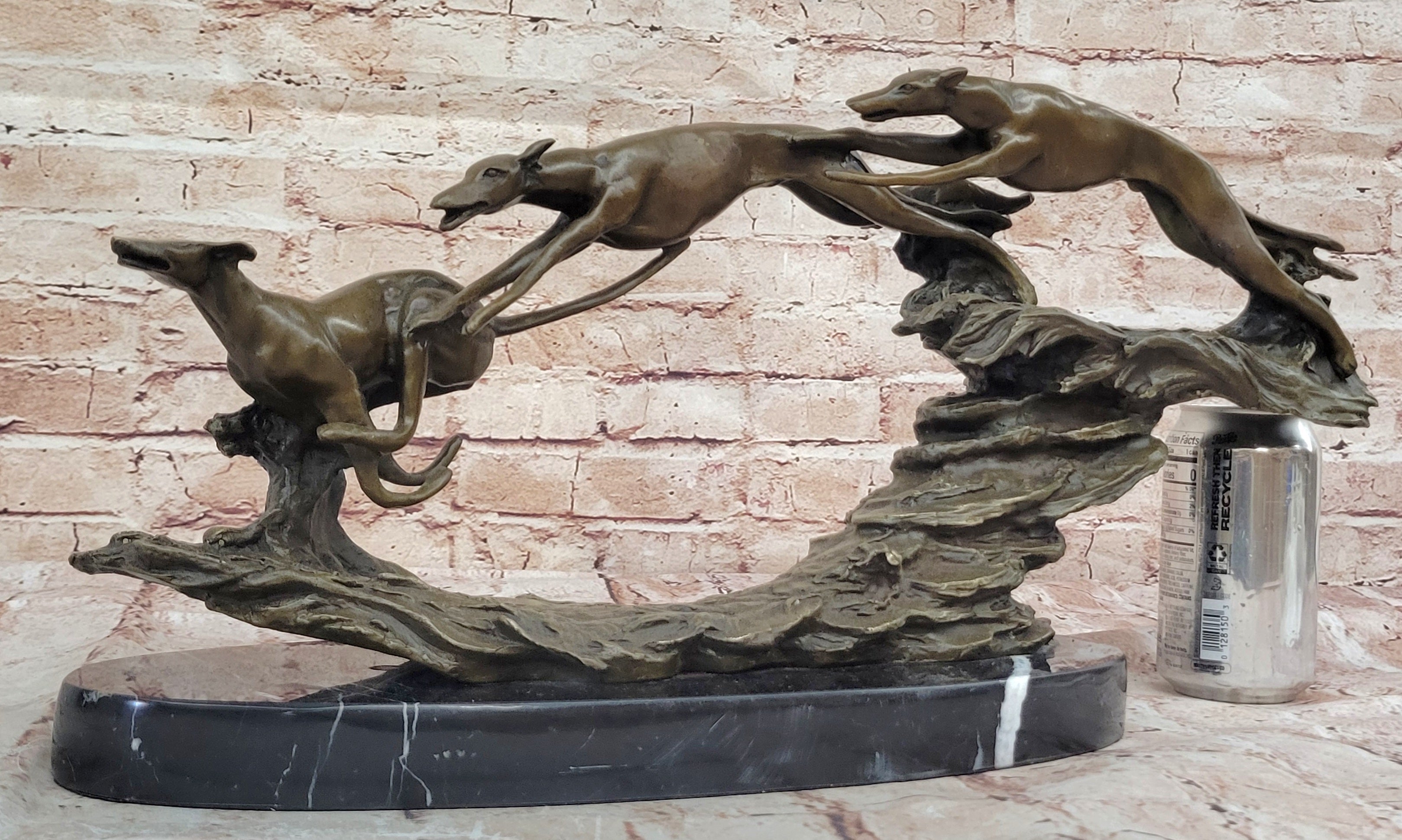 Bronze Greyhound Dog Racing Sculpture; Leaping Trio Original Art