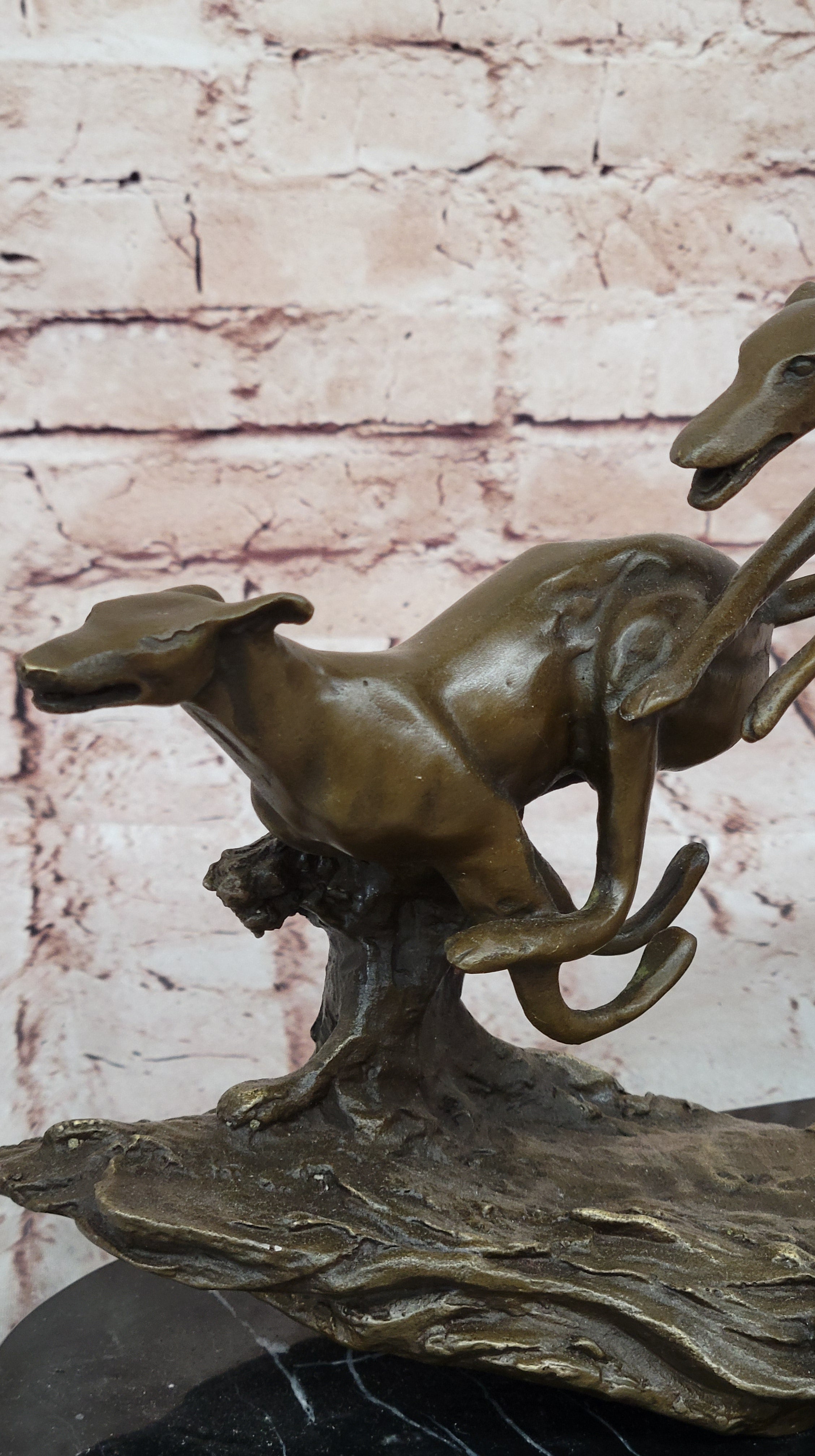 Bronze Greyhound Dog Racing Sculpture; Leaping Trio Original Art