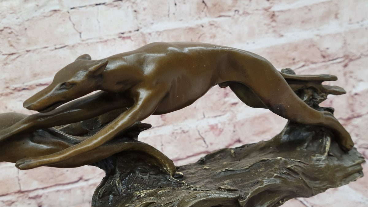 Bronze Greyhound Dog Racing Sculpture; Leaping Trio Original Art
