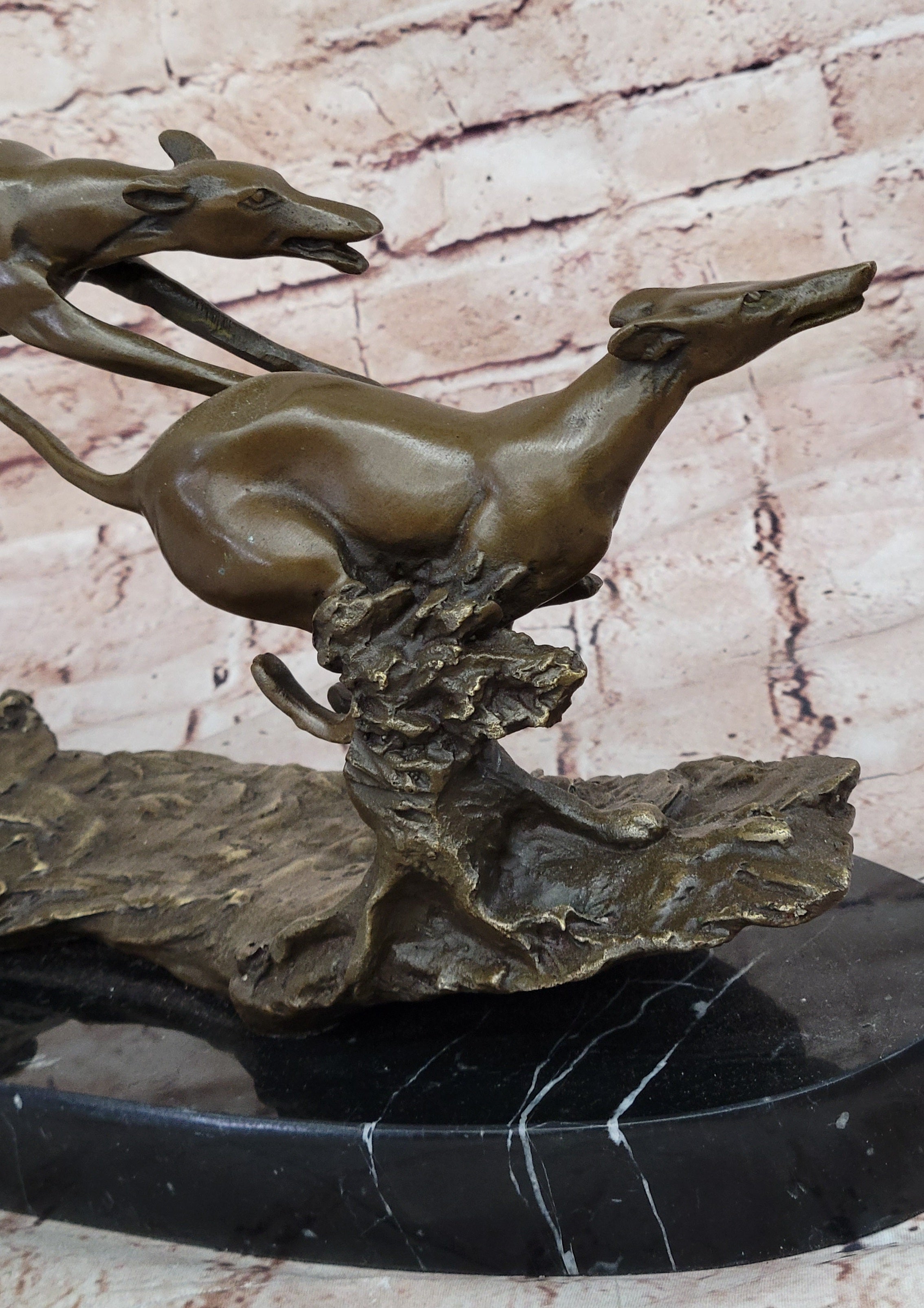 Bronze Greyhound Dog Racing Sculpture; Leaping Trio Original Art