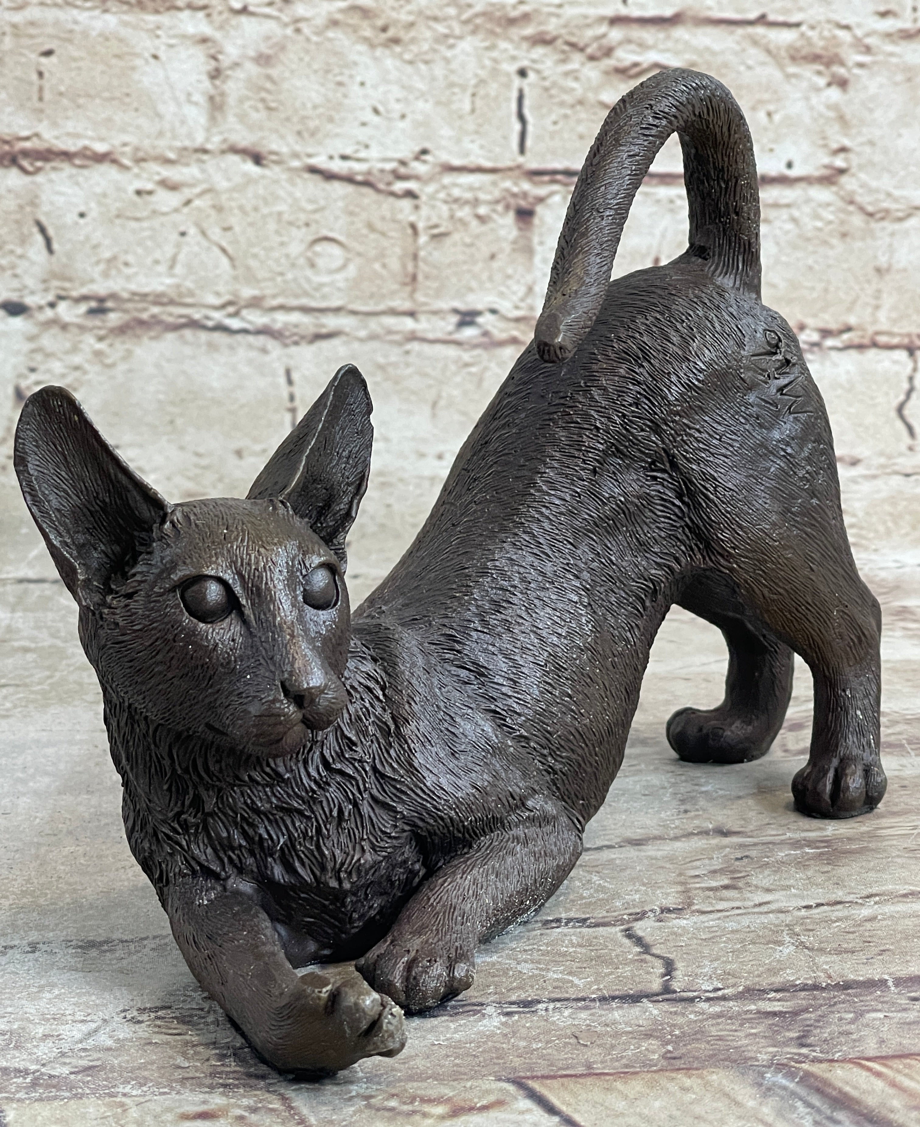 Signed Original Siamese cat Bronze Sculpture Figurine Figure Home Decor Hot CAST