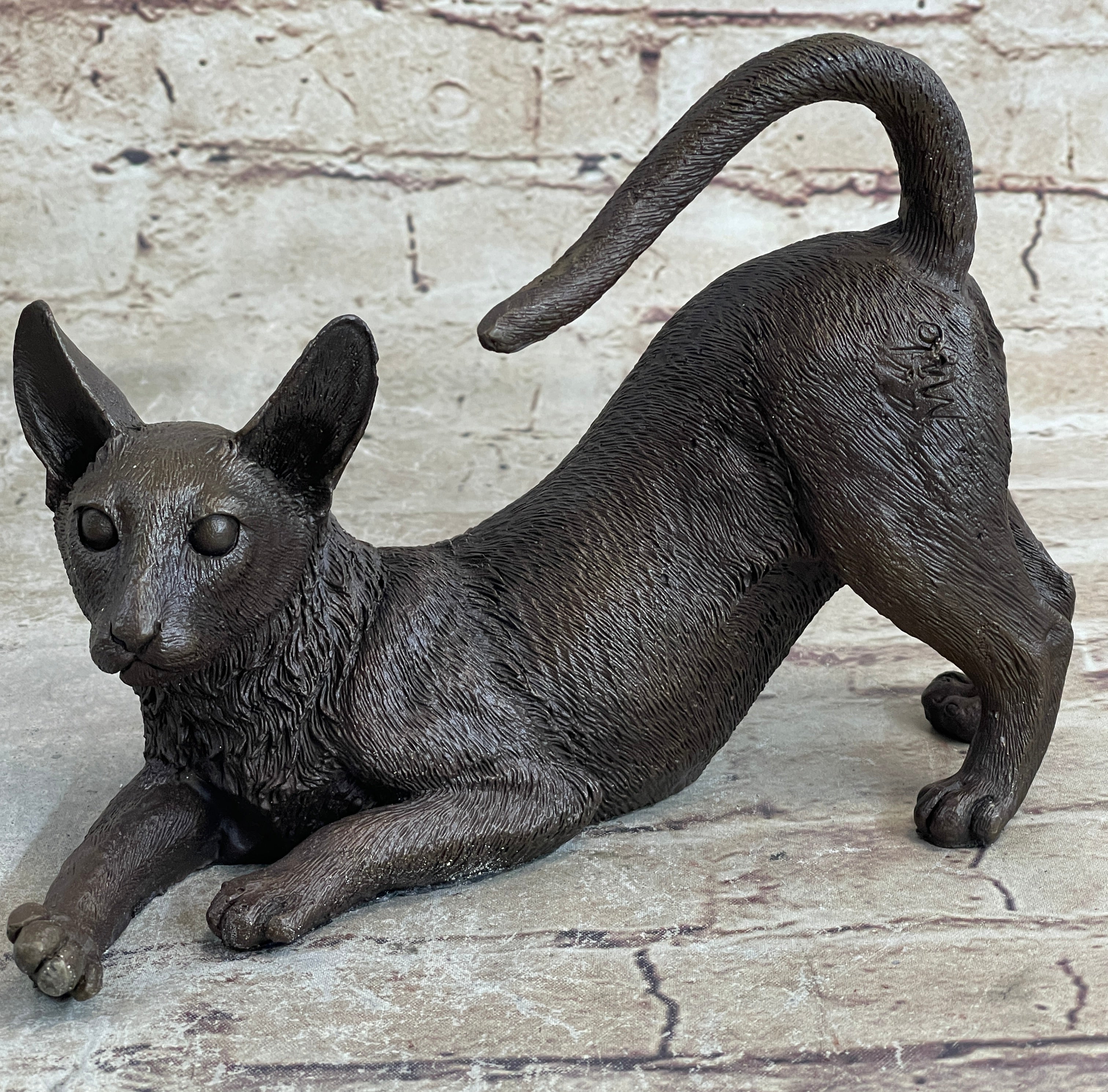 Signed Original Siamese cat Bronze Sculpture Figurine Figure Home Decor Hot CAST