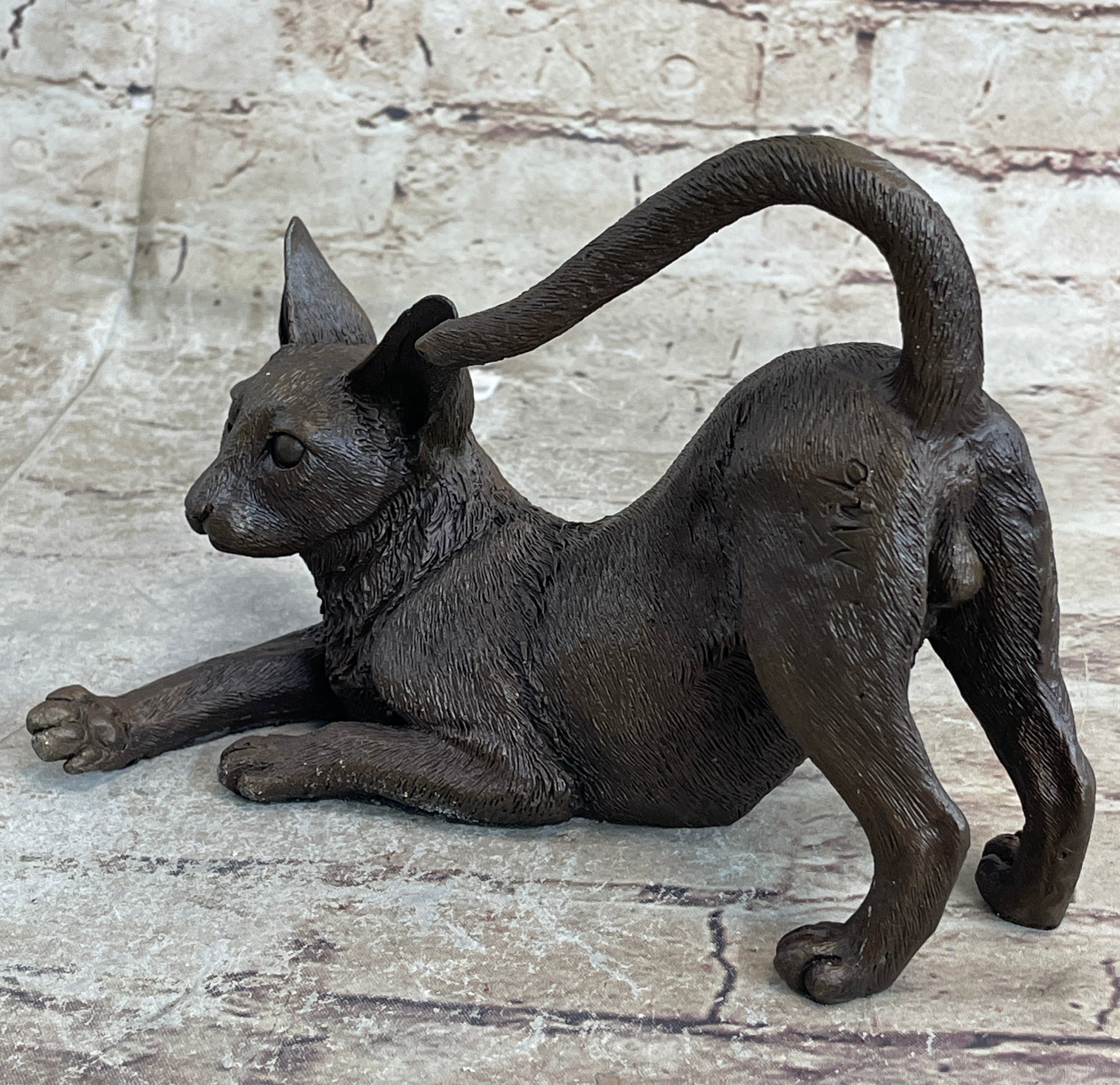 Signed Original Siamese cat Bronze Sculpture Figurine Figure Home Decor Hot CAST