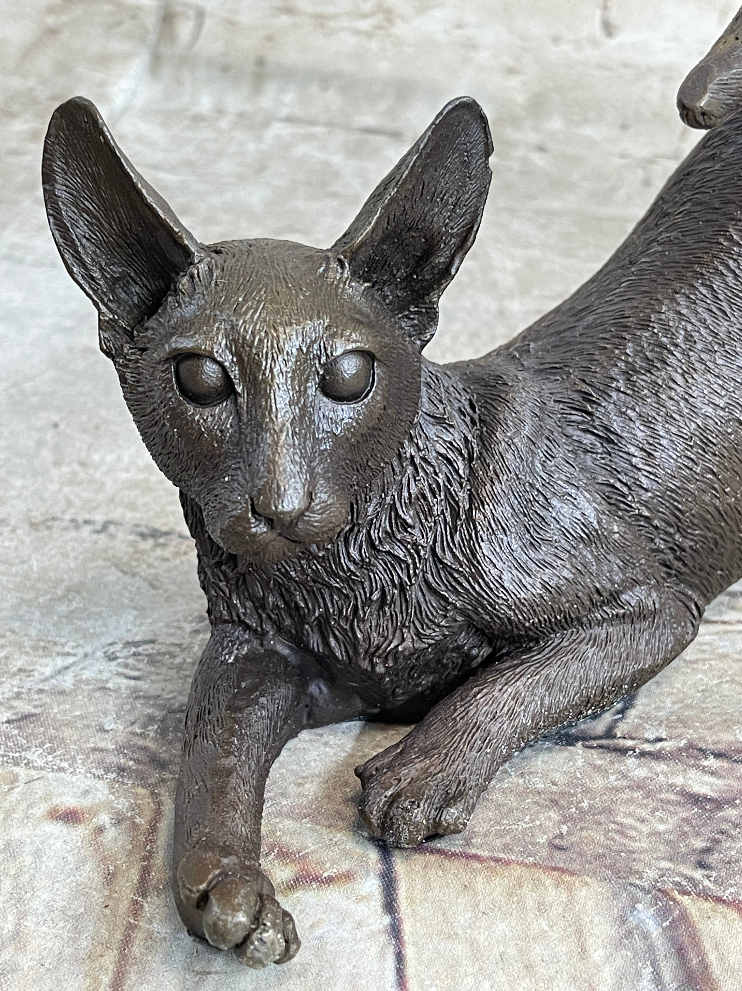 Signed Original Siamese cat Bronze Sculpture Figurine Figure Home Decor Hot CAST