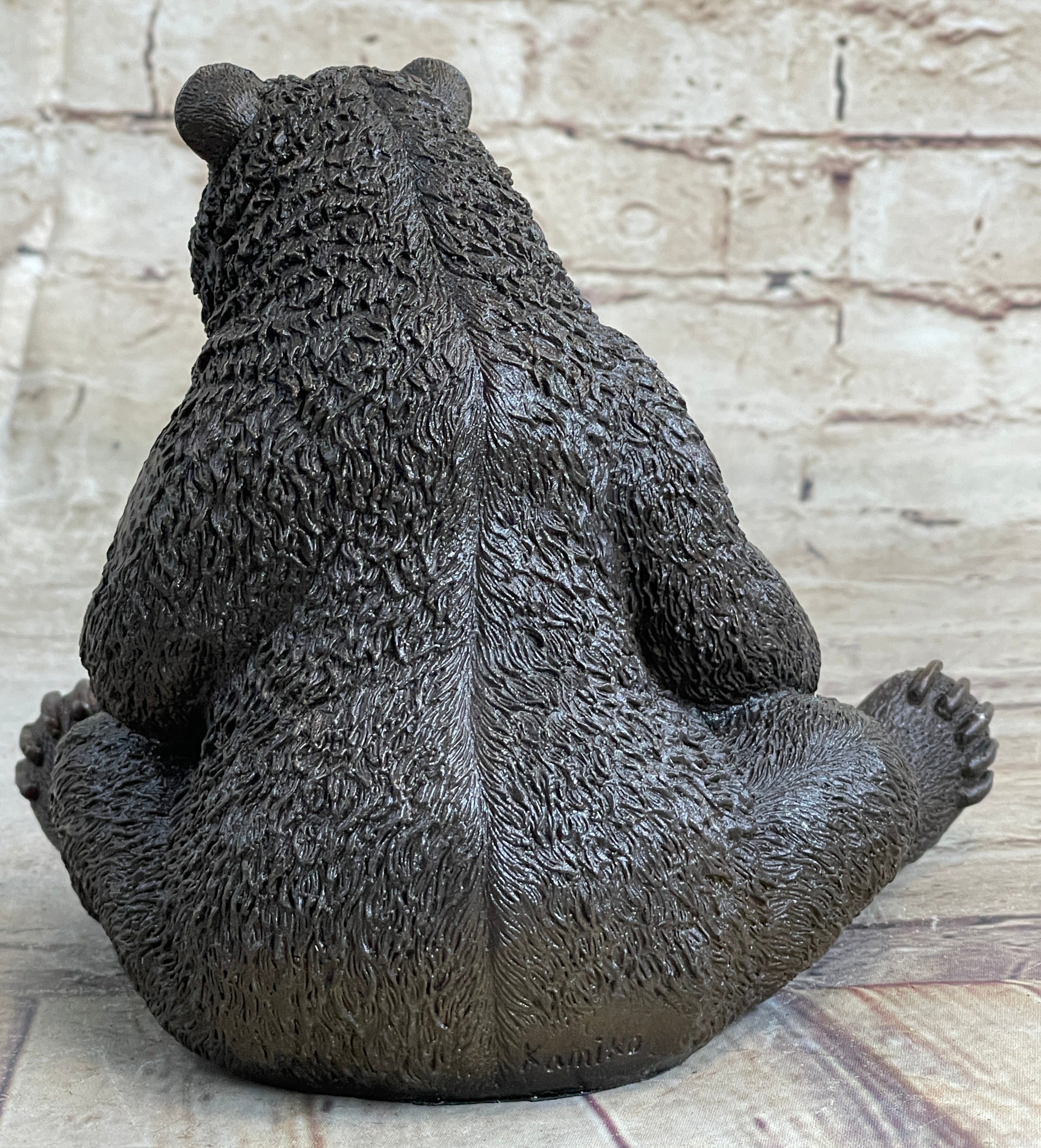 Mama Bear with Cubs Family of Bears Bronze Metal Figurine Sculpture Signed Art