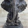 Original Striking Massive Elephant Head Bust with Baby Bronze Sculpture Statue