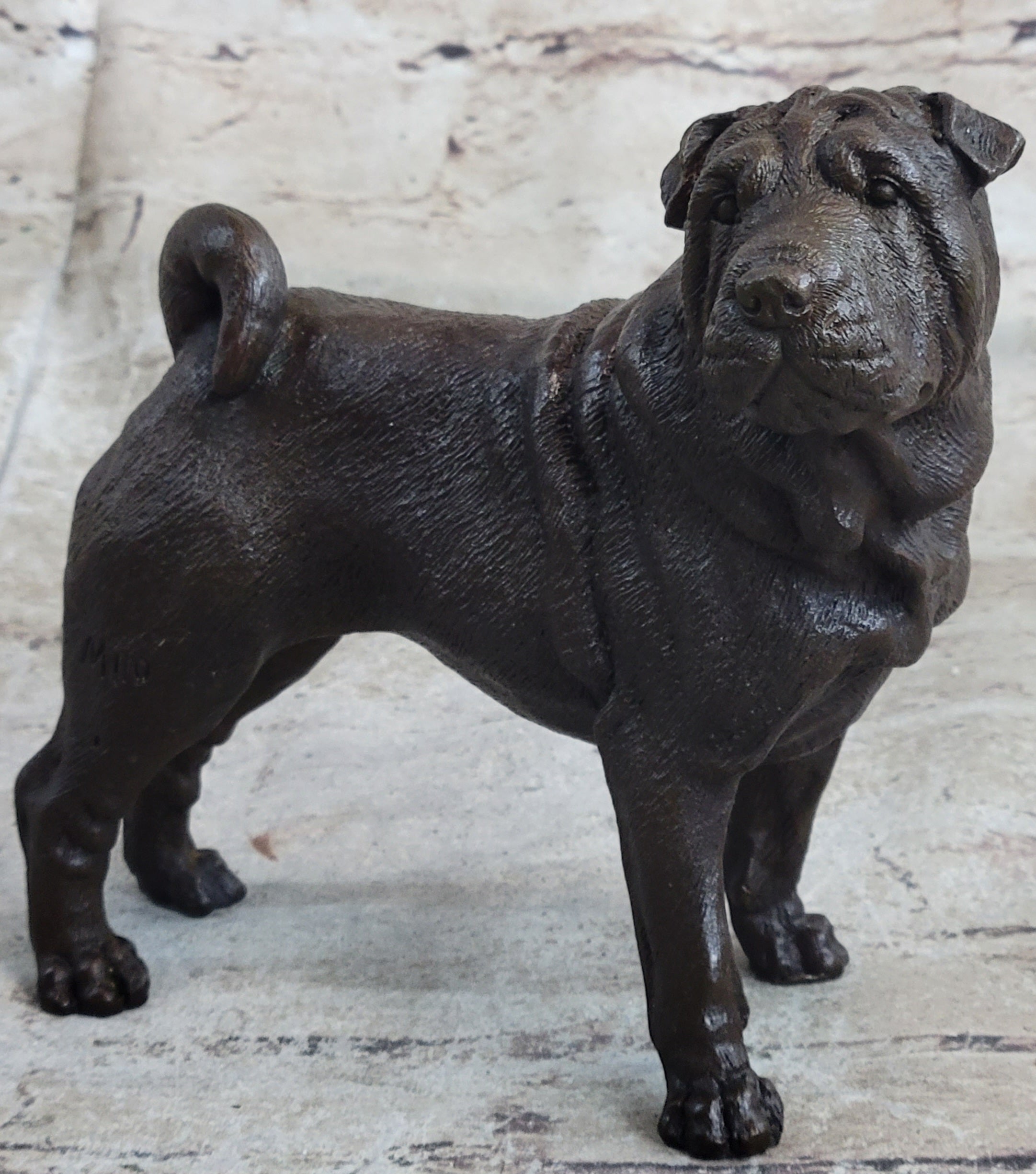 Hot Cast Bronze Shar Pei Dog Sculpture Statue Figurine Original Art
