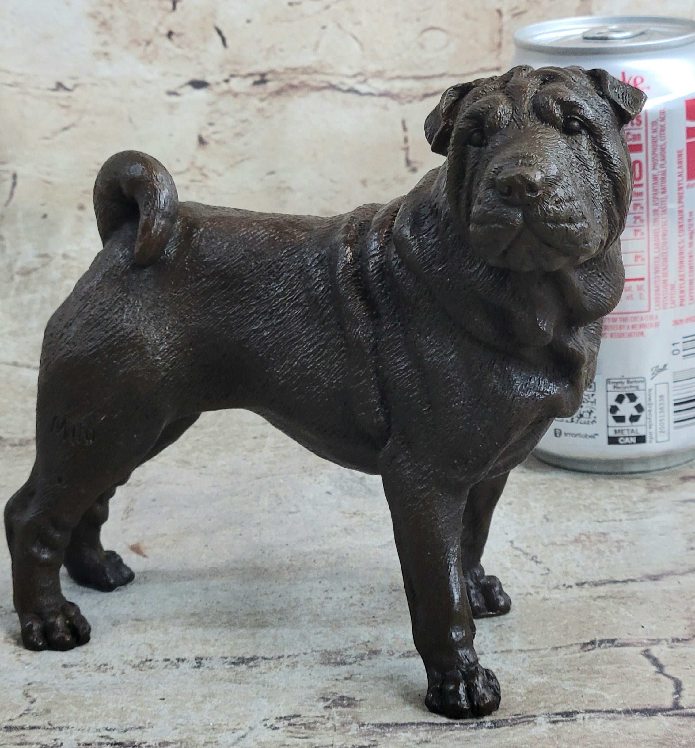 Hot Cast Bronze Shar Pei Dog Sculpture Statue Figurine Original Art