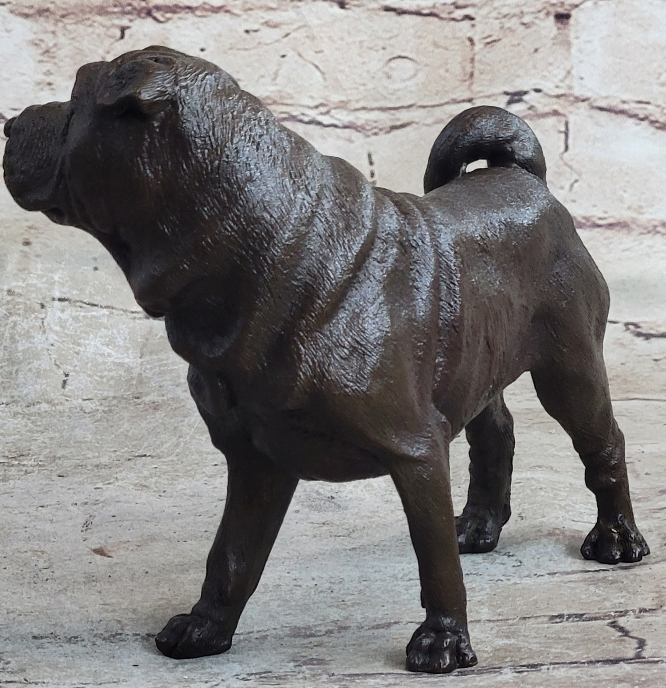 Hot Cast Bronze Shar Pei Dog Sculpture Statue Figurine Original Art