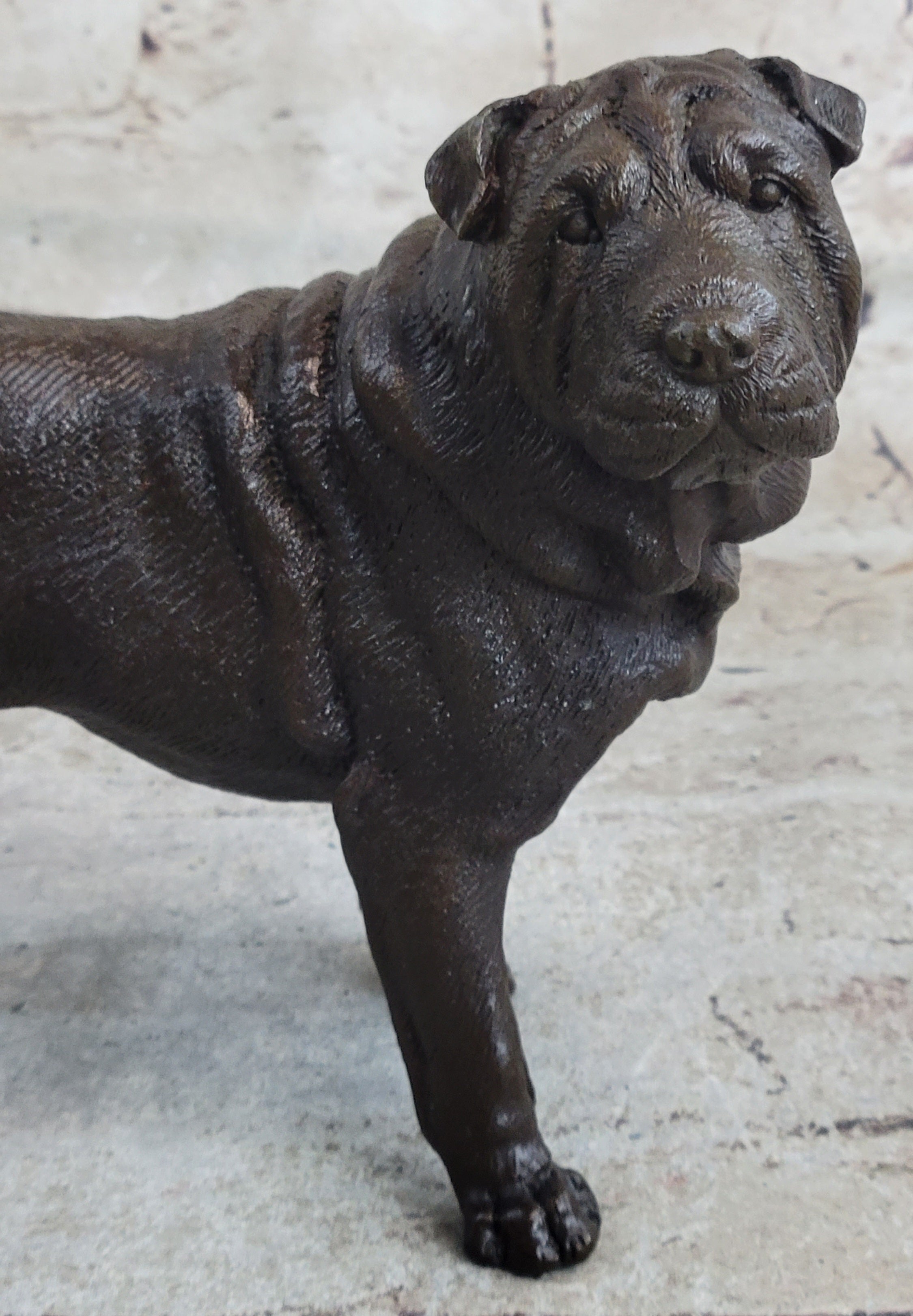 Hot Cast Bronze Shar Pei Dog Sculpture Statue Figurine Original Art