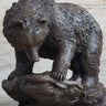 Original Burly Black Bear with His fish Dinner Bronze Sculpture Statue Figurine