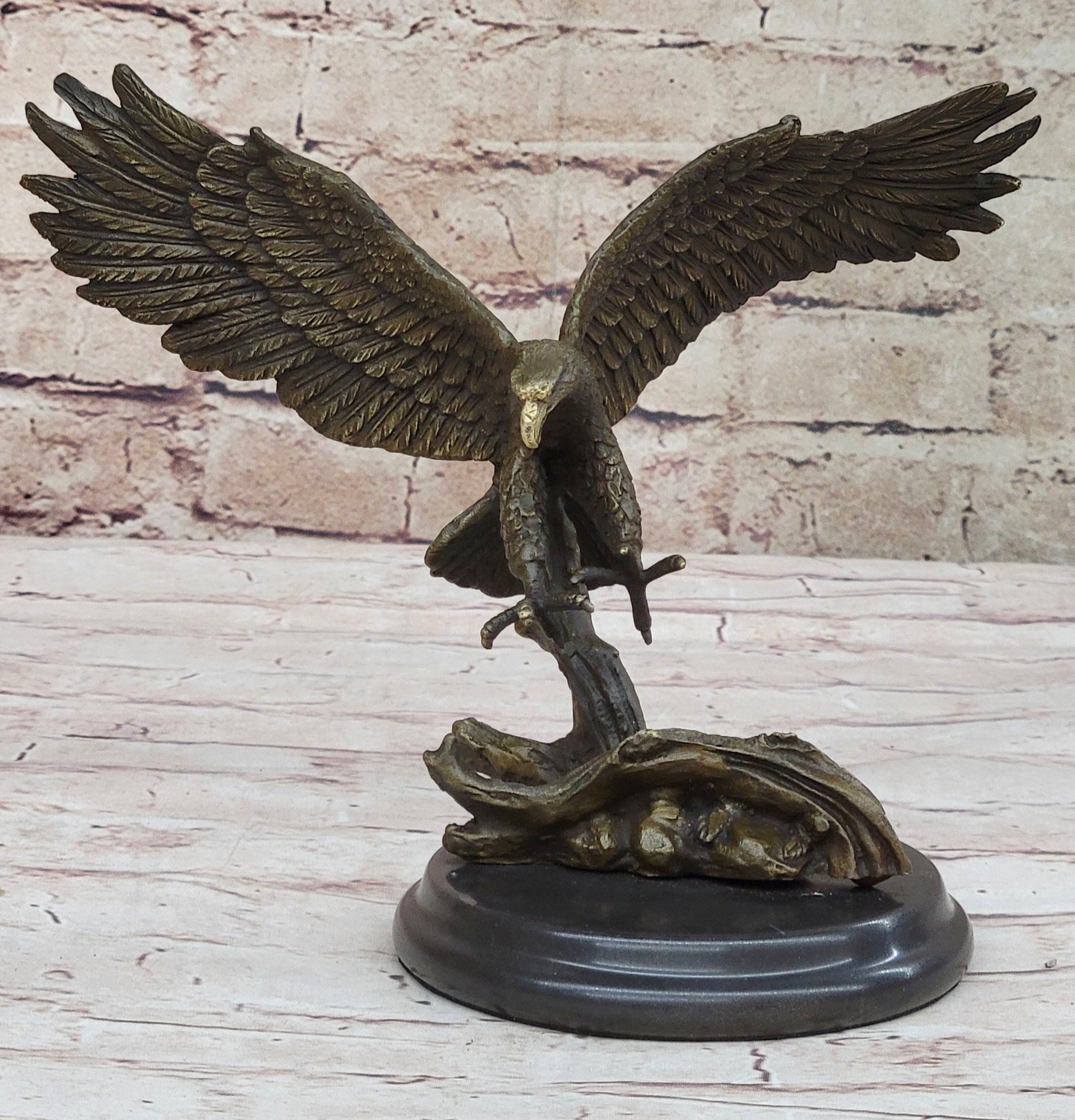Antoine Barye Flying American Bald Eagle Art Deco Bronze Sculpture Statue Figurine