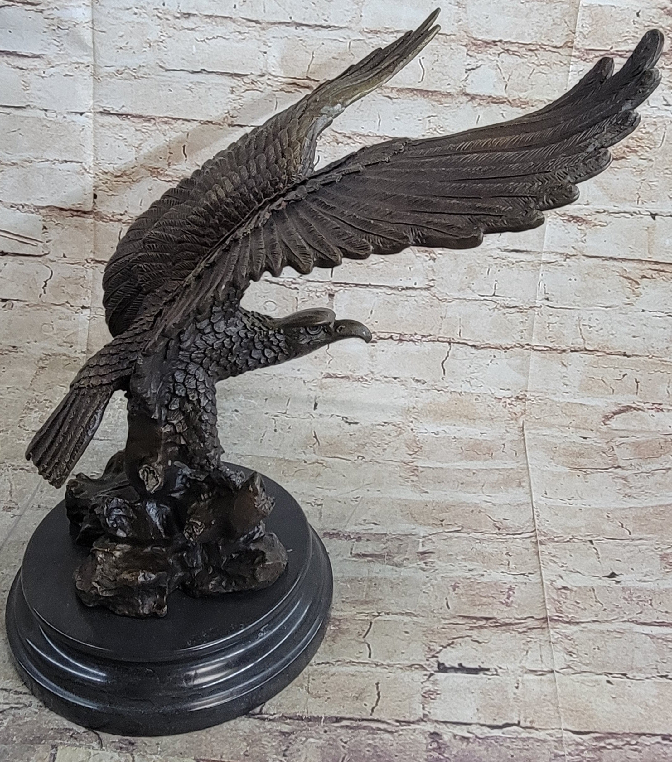 Life Size Hawk American Bald Eagle Bronze Statue Art Deco Figure Wild Figurine