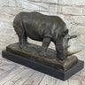 Bronze Metal Rhinoceros Rhino Statue Sculpture Figure Marble Base Barye Art 9" x 14"