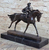 Handmade Bronze Sports Art Sculpture Jockey Horse Racing Kentucky Derby Statue