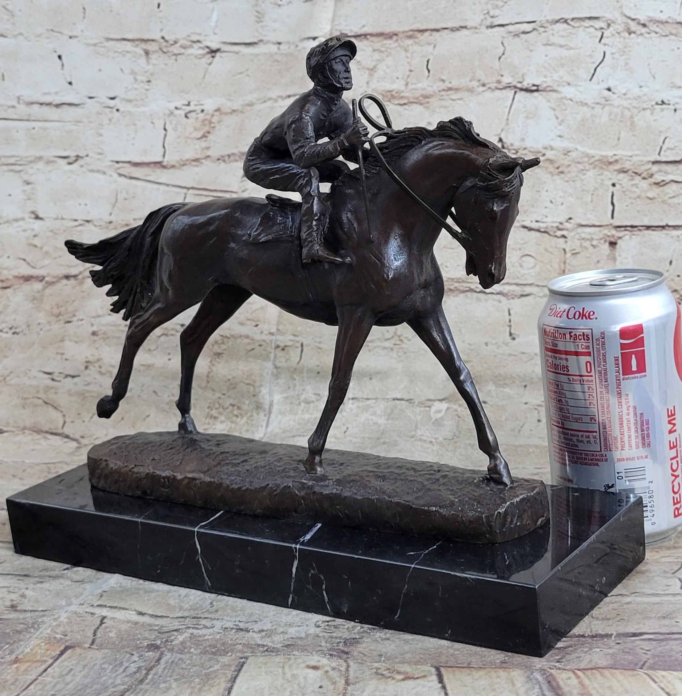 Handmade Bronze Sports Art Sculpture Jockey Horse Racing Kentucky Derby Statue