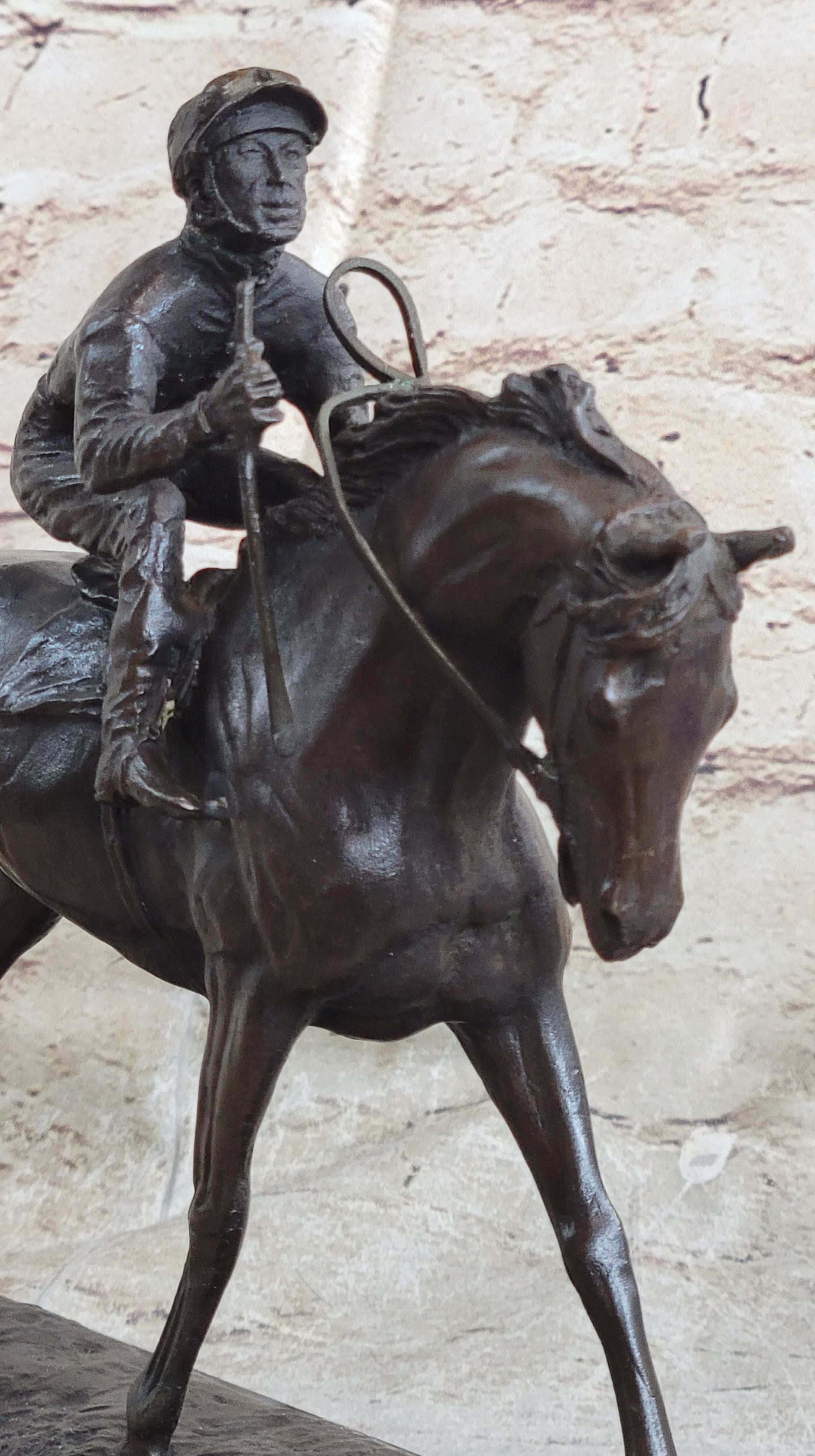 Handmade Bronze Sports Art Sculpture Jockey Horse Racing Kentucky Derby Statue