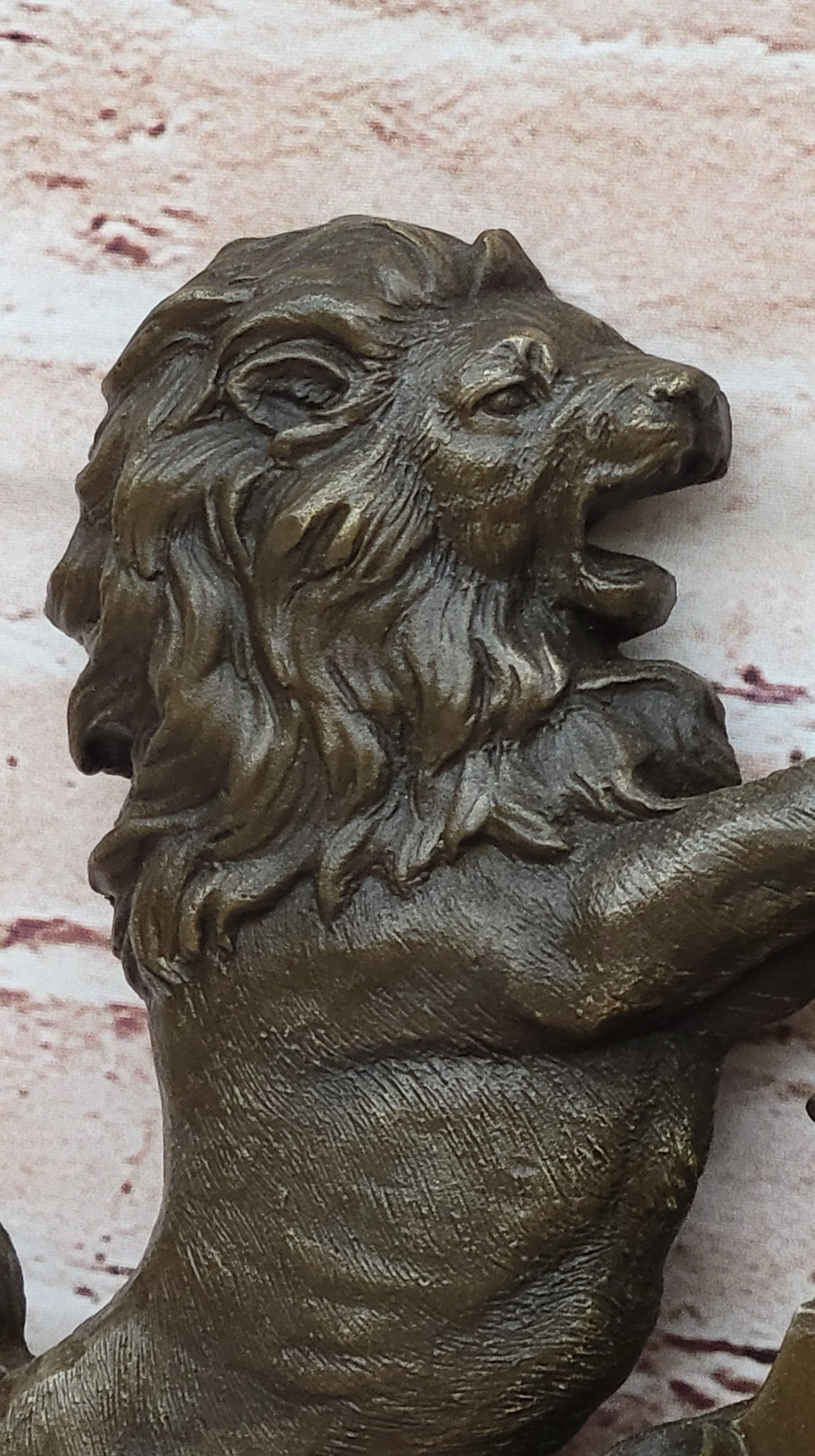 Bronze Lion and Unicorn Heraldic Crest Coat of Arms Hanging Wall Sculpture