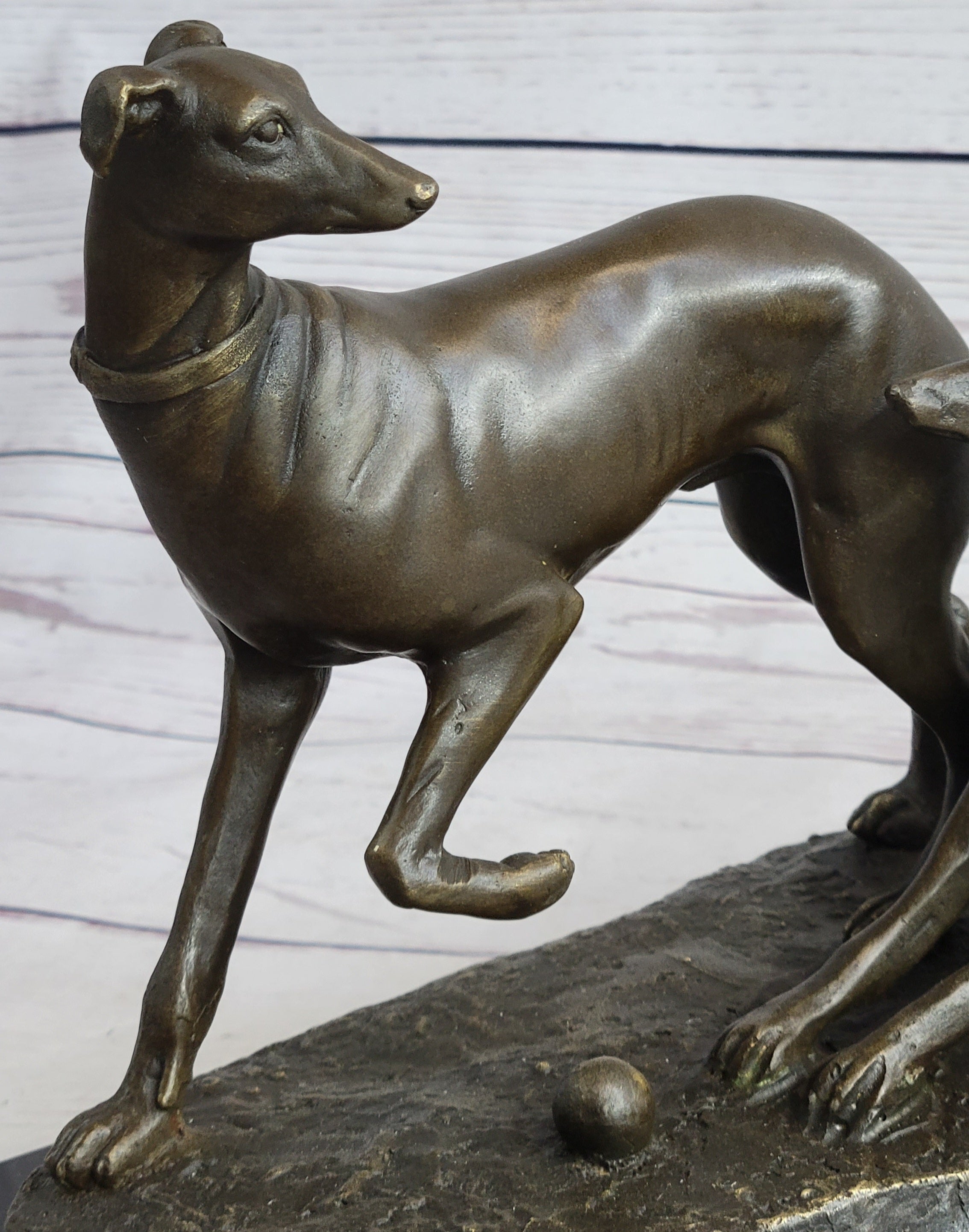Pj Mene Two Greyhounds Dogs PlayingArgente And Dore Bronze Statue Sculpture