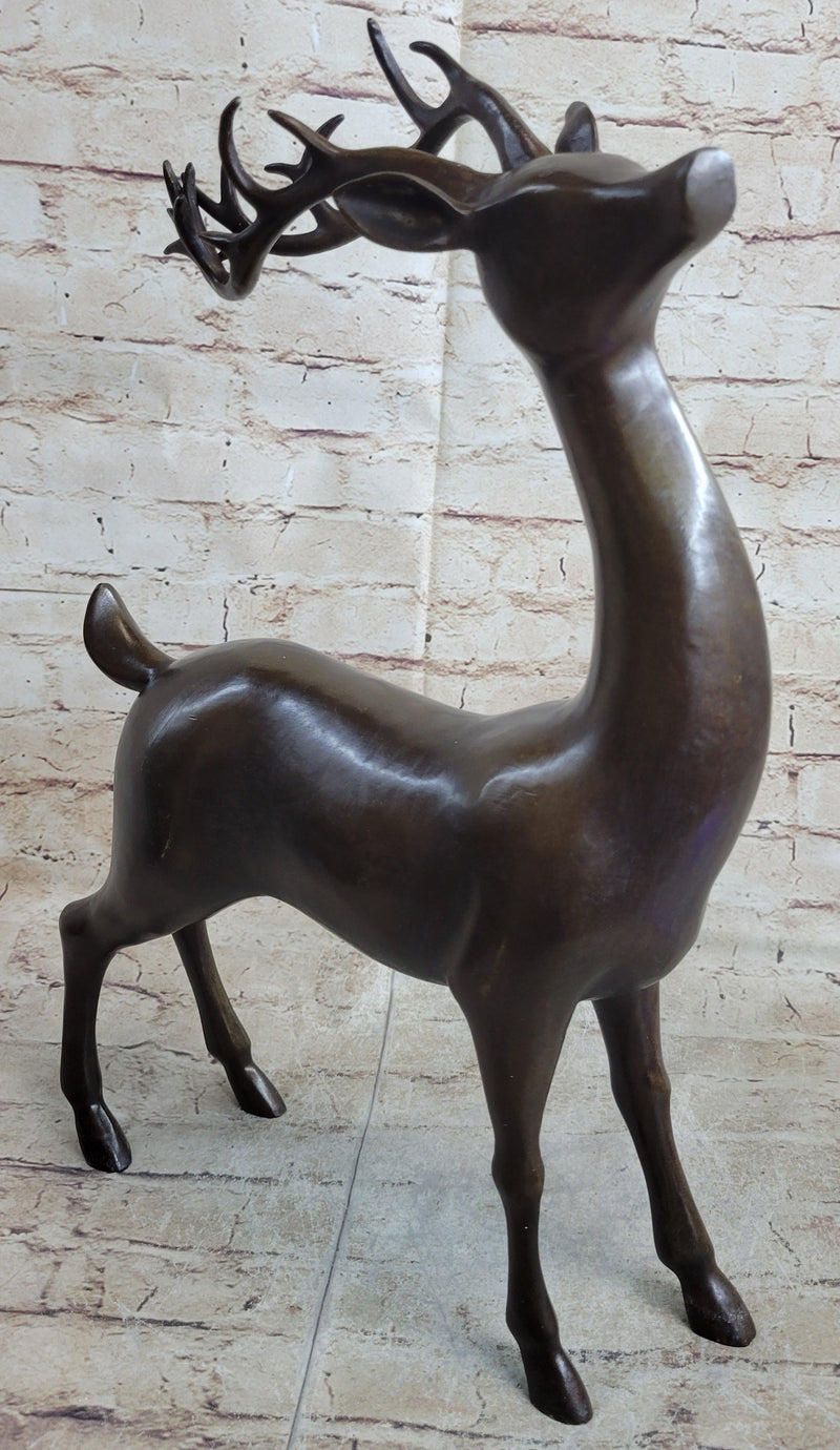 Signed Miguel Lopez Stag Buck Deer Bronze Sculpture Hot Cast Figure Figurine