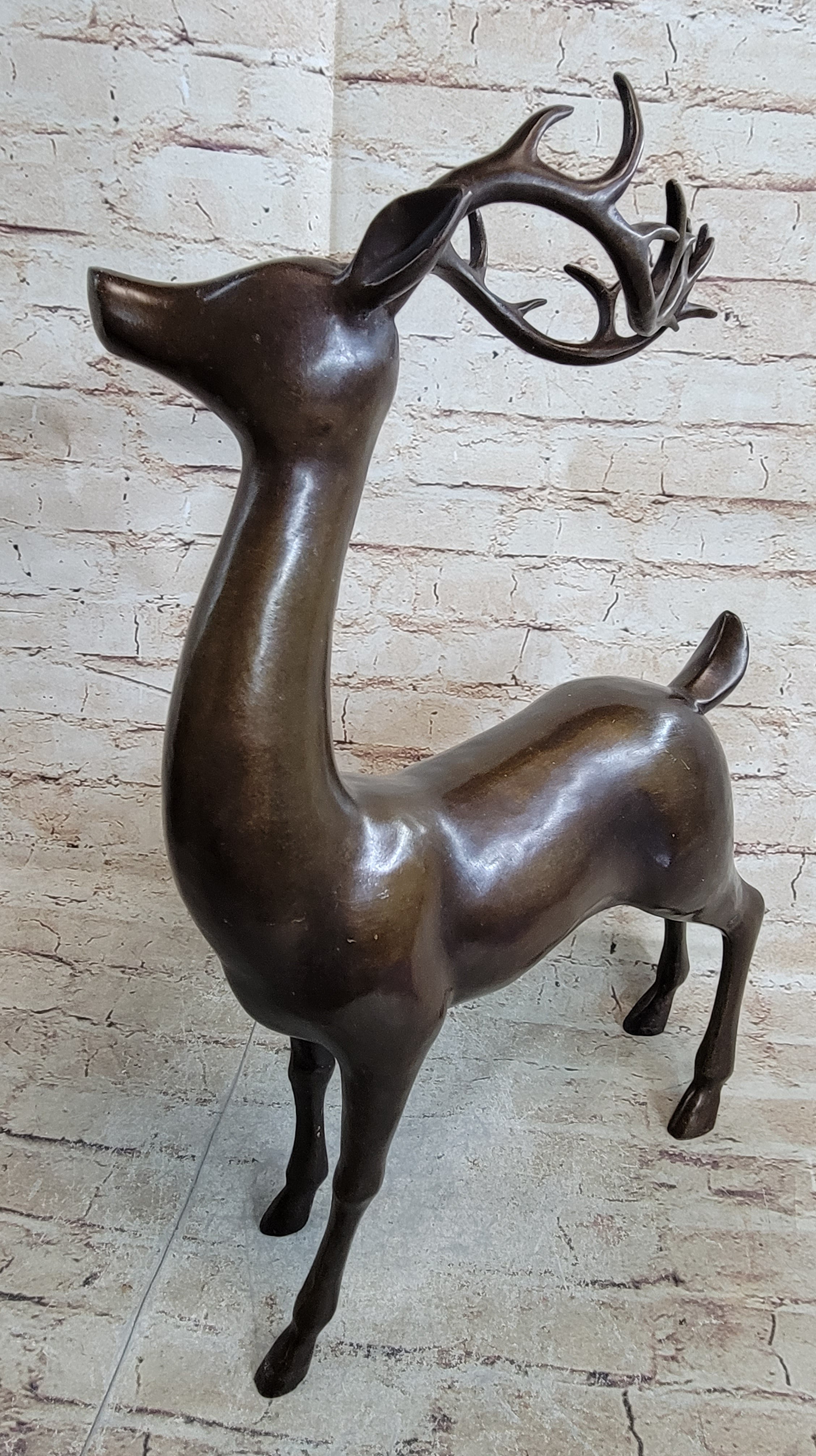 Signed Miguel Lopez Stag Buck Deer Bronze Sculpture Hot Cast Figure Figurine