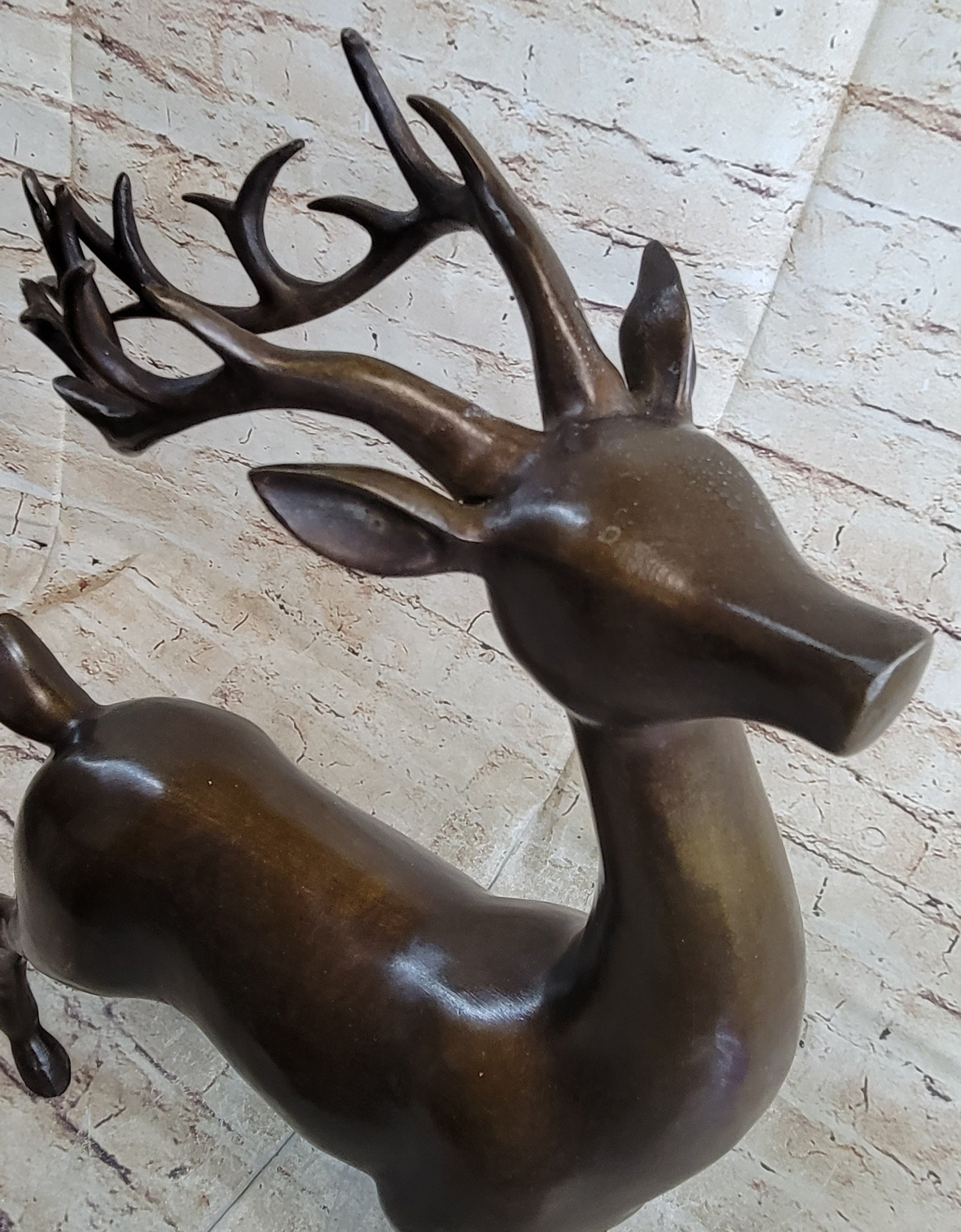 Signed Miguel Lopez Stag Buck Deer Bronze Sculpture Hot Cast Figure Figurine